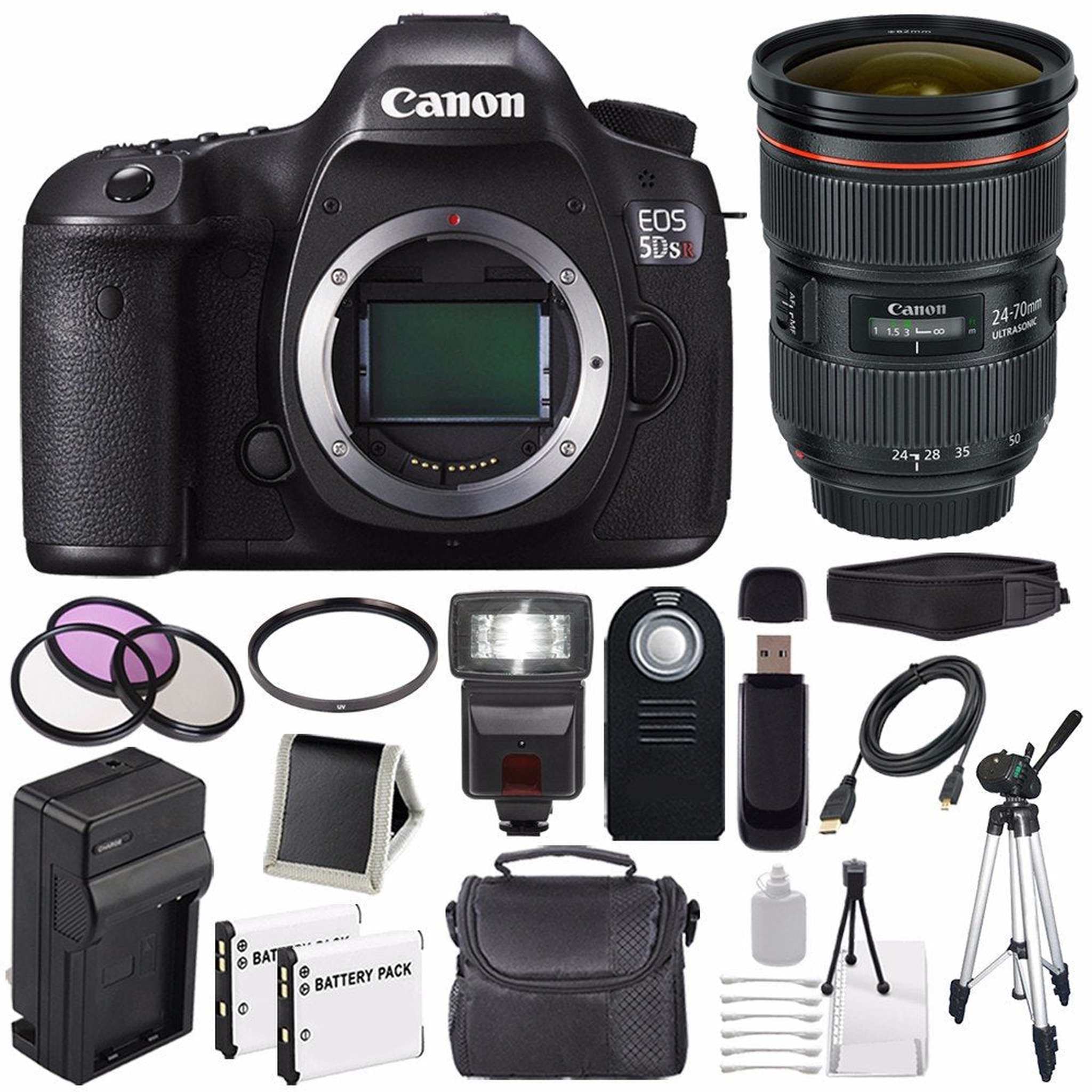 Canon EOS 5DS R DSLR Camera International Model 0582C002 + Canon EF 24-70mm f/2.8L II USM Lens + LP-E6 Battery Bundle Canon