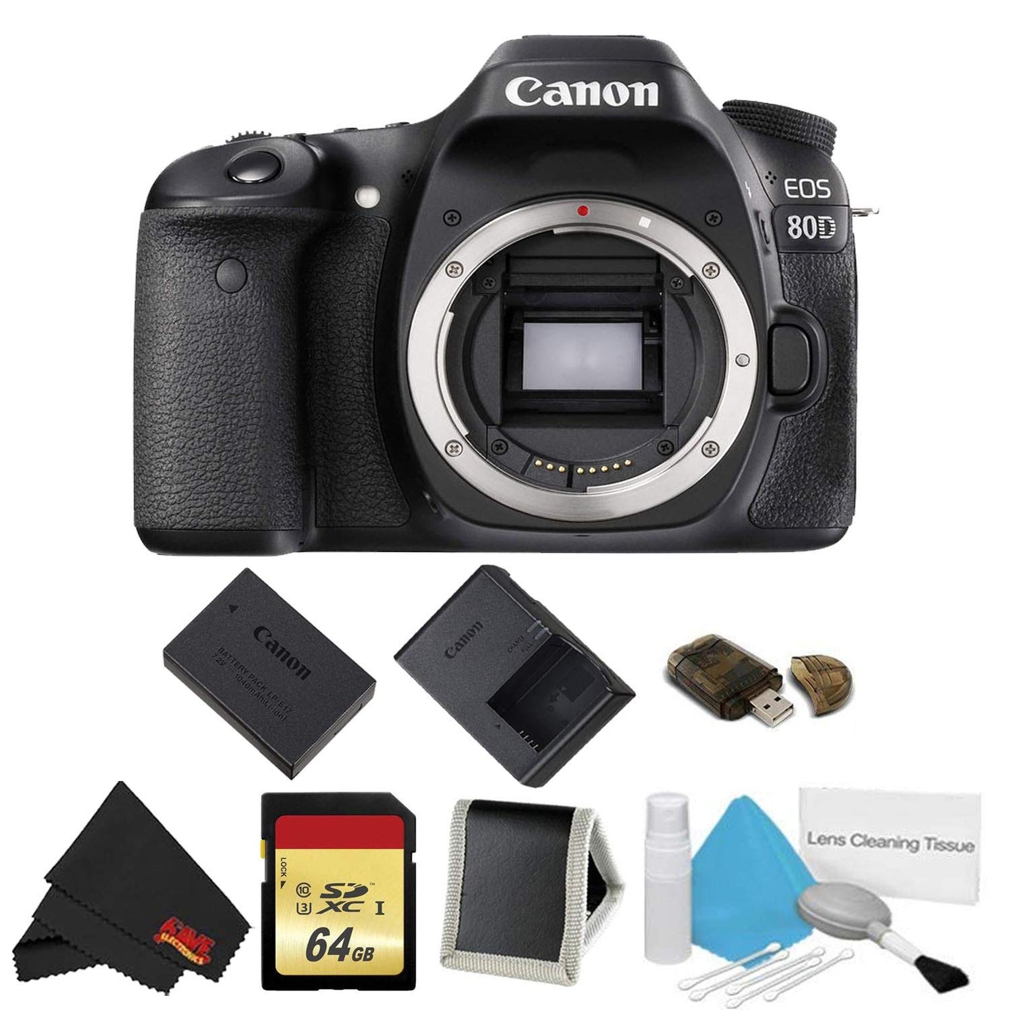 Canon EOS 80D DSLR Camera Memory Accessory Bundle International Model Canon