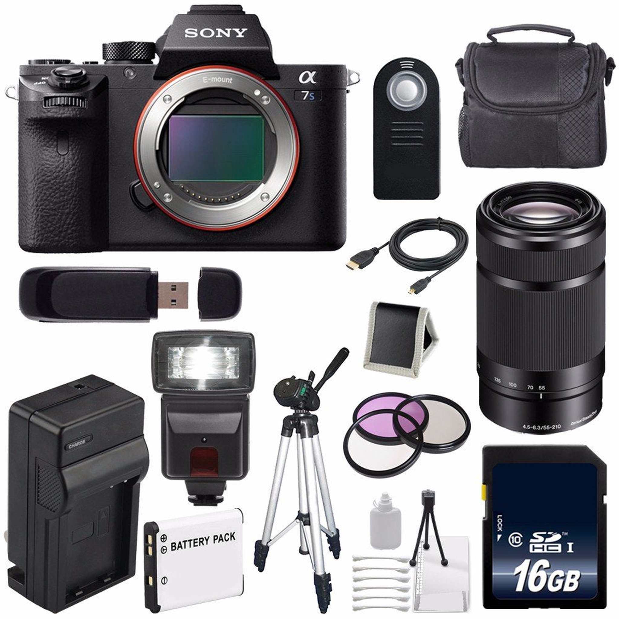 Sony Alpha a7S II a7S Mark II a7SII ILCE7SM2/B Mirrorless Digital Camera International Model + Sony E 55-210mm f/4.5-6 Lens Blogger Bundle Sony