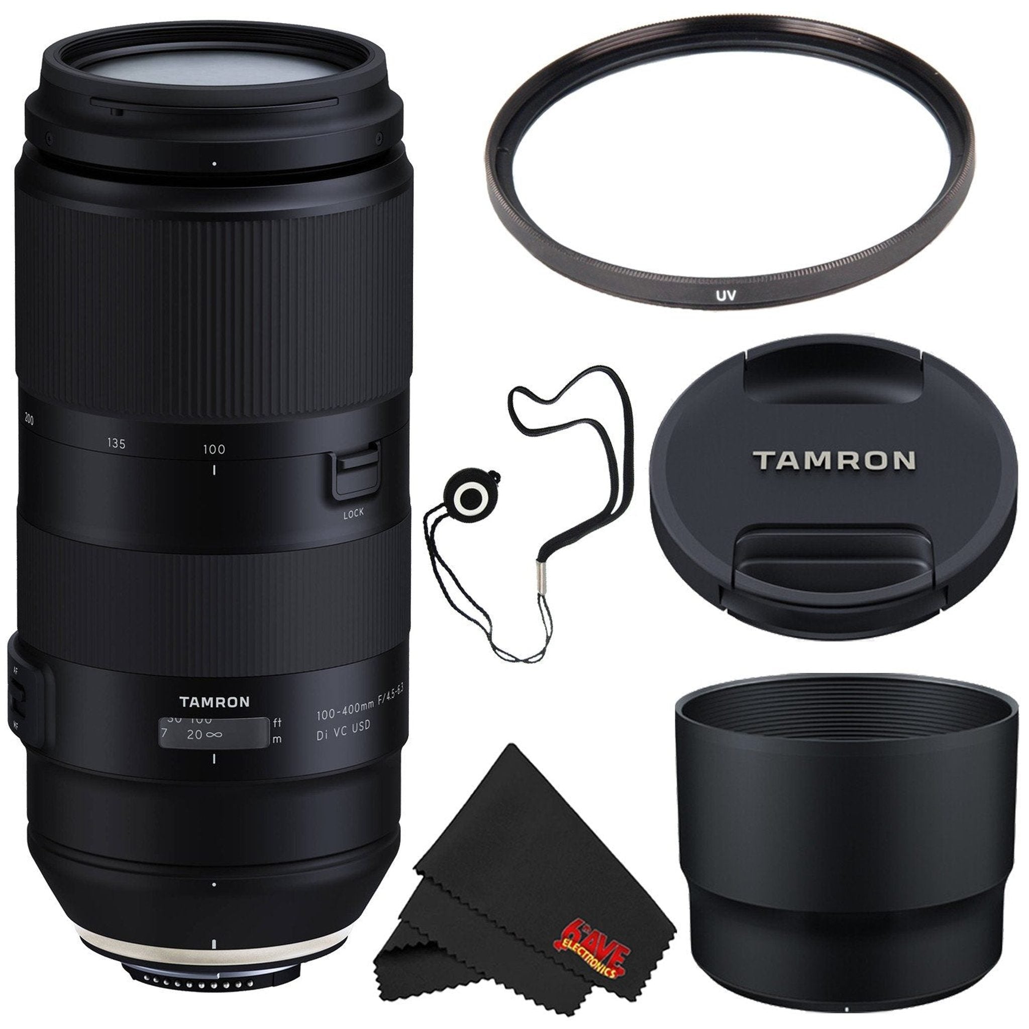 Tamron 100-400mm f/4.5-6.3 Di VC USD Lens for Nikon F AFA035N-700 International Model + 67mm UV Filter + Lens Cap Keep Tamron