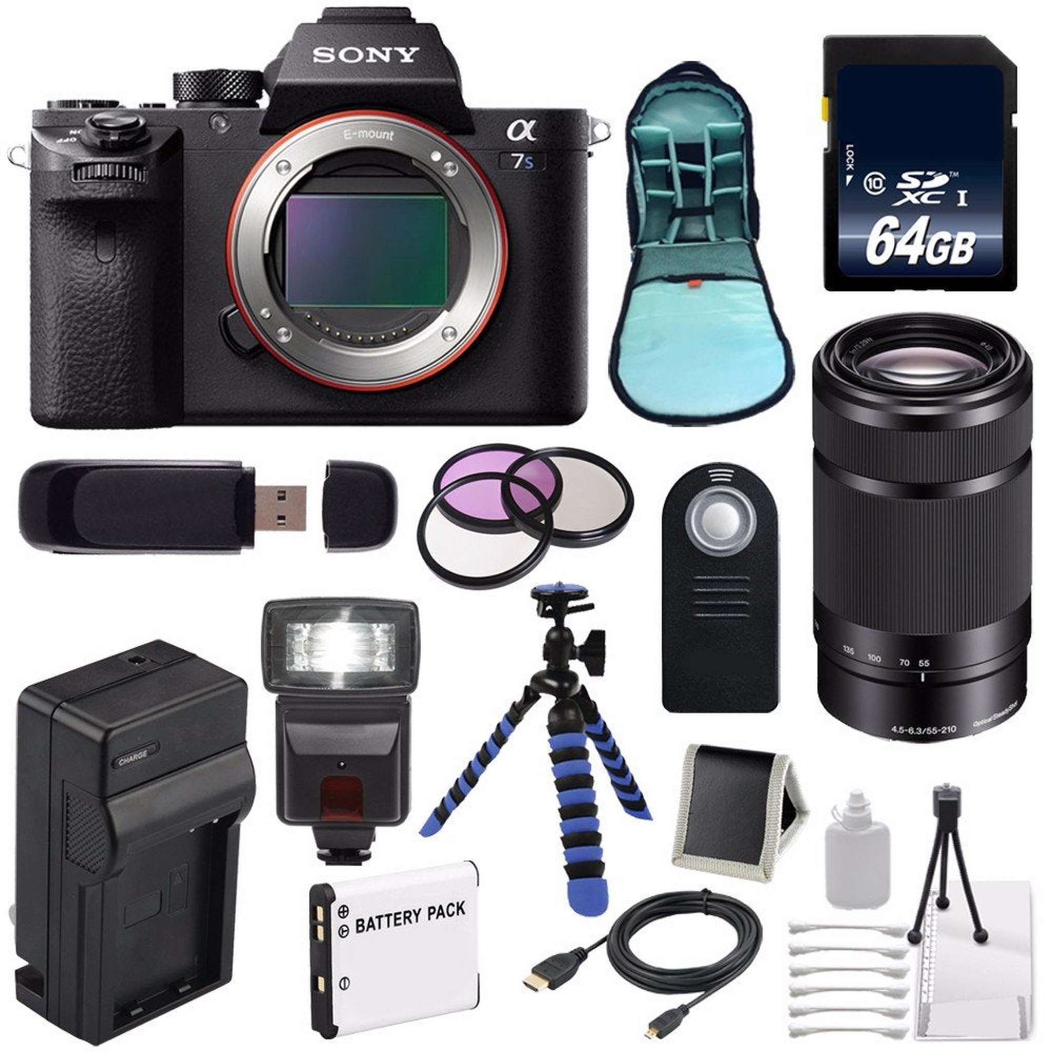 Sony Alpha a7S II a7S Mark II a7SII ILCE7SM2/B Mirrorless Digital Camera International Model + Sony E 55-210mm f/4.5-6 Lens Advanced Bundle Sony