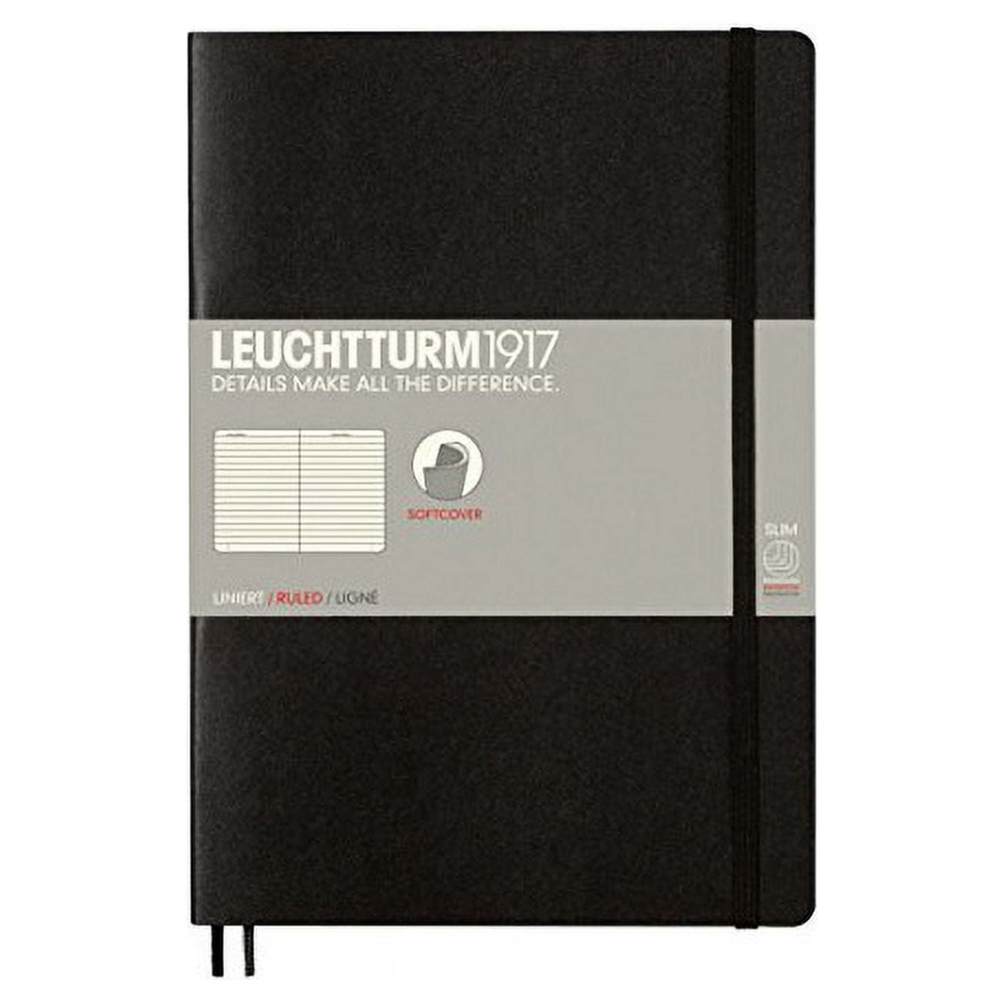 LEUCHTTURM1917 - Composition B5 Ruled Softcover Notebook Black - 123 Numbered Pages Leuchtturm