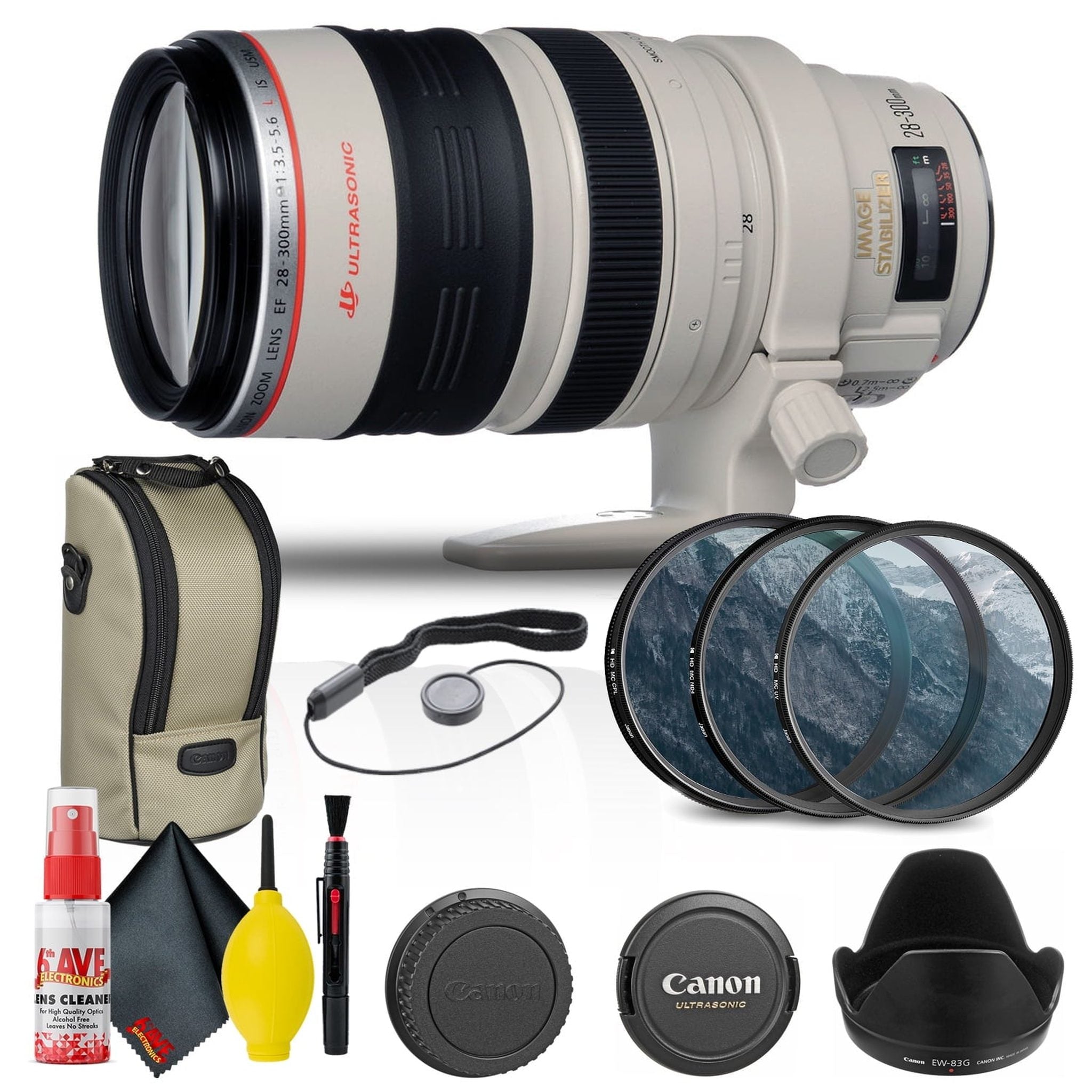 Canon EF 28-300mm f/3.5-5.6L IS USM Lens 9322A002 + Filter Kit + Accessory Bundle Canon