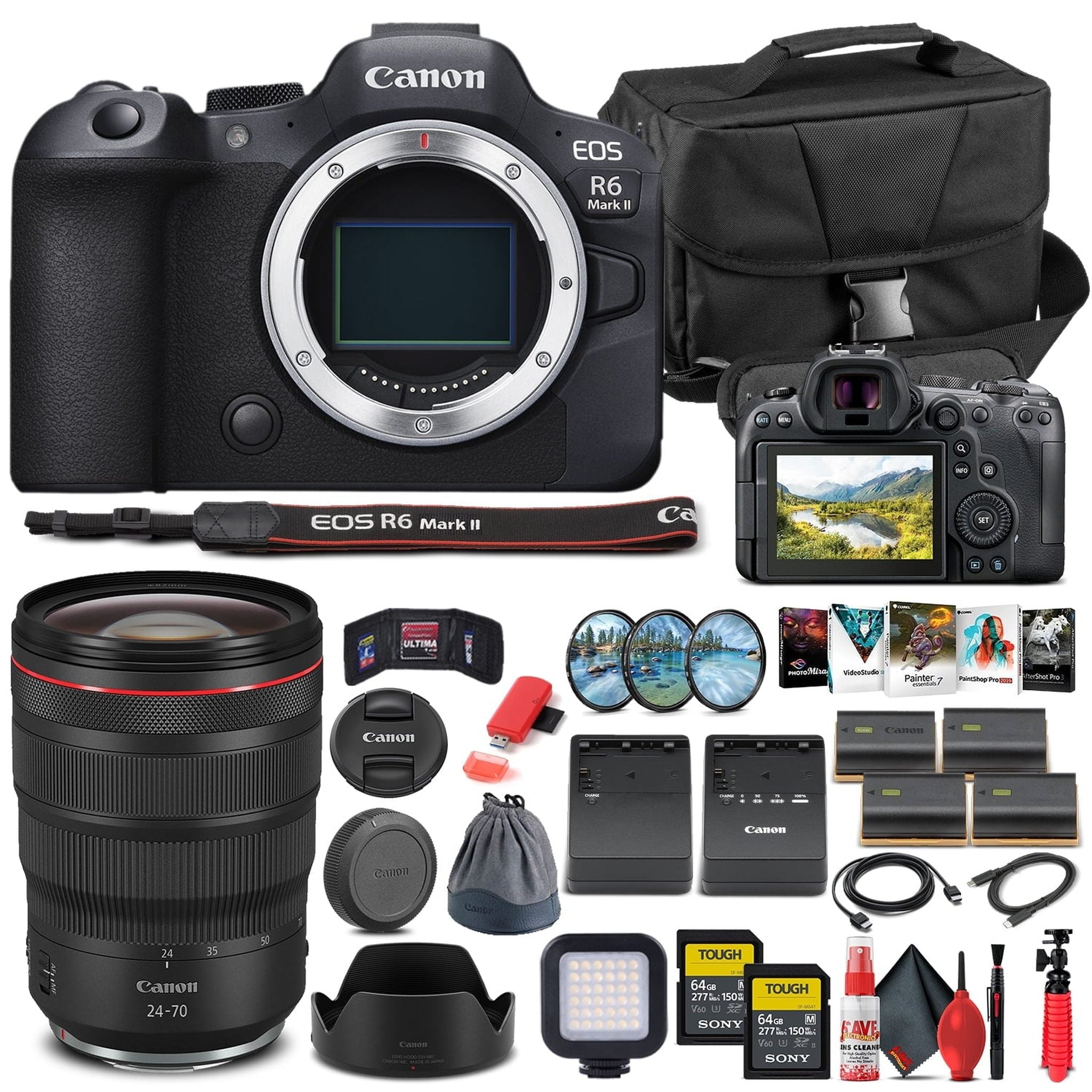 Canon EOS R6 Mark II Mirrorless Camera W/ Canon RF 24-70mm Lens - Pro Bundle Canon