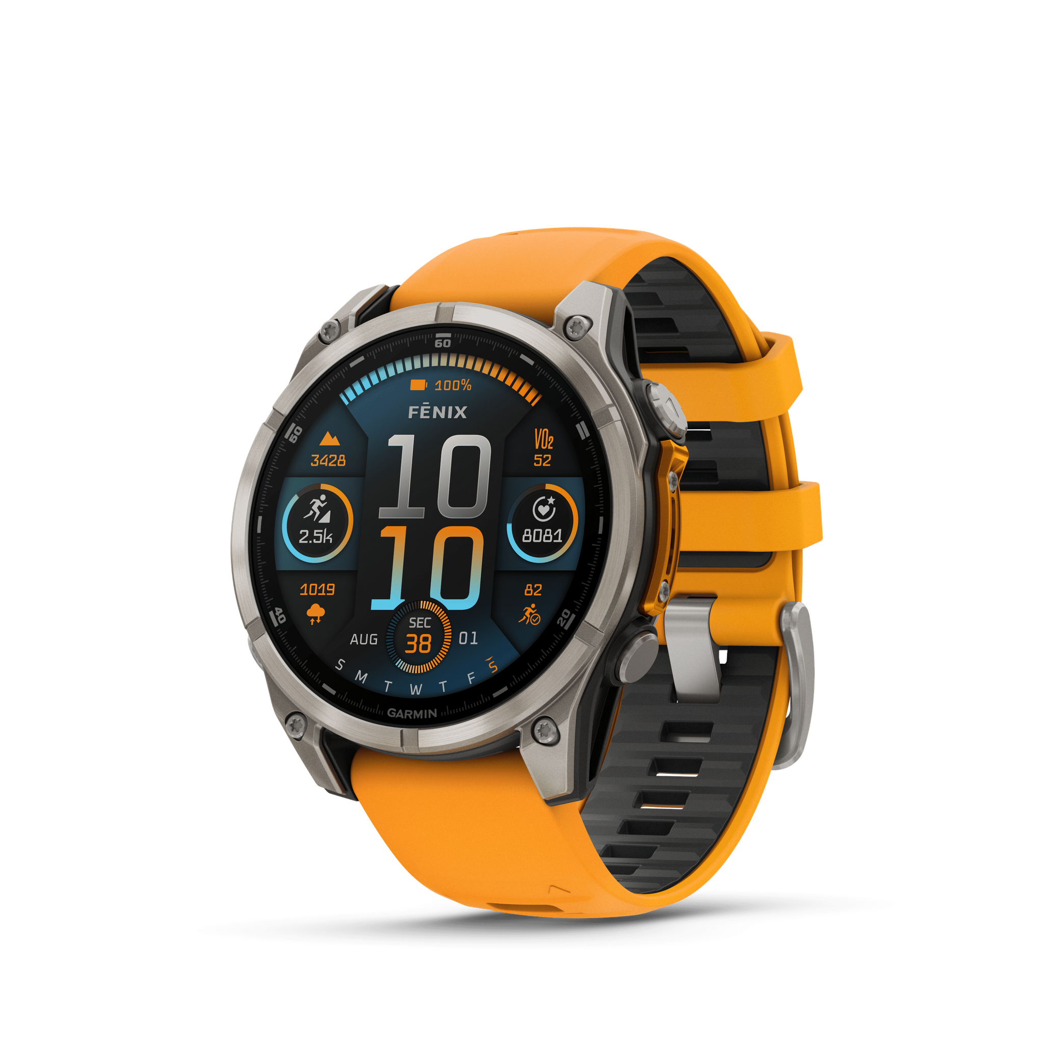 Garmin fēnix® 8, 47 mm, AMOLED, Sapphire, Titanium with Spark Orange/Graphite Silicone Band Garmin