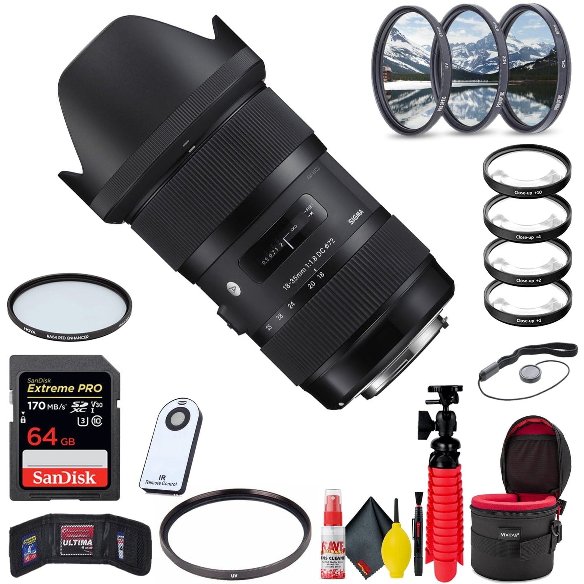 Sigma 18-35mm f/1.8 DC HSM Art Lens for Nikon F Extreme Bundle W/Accessories Sigma