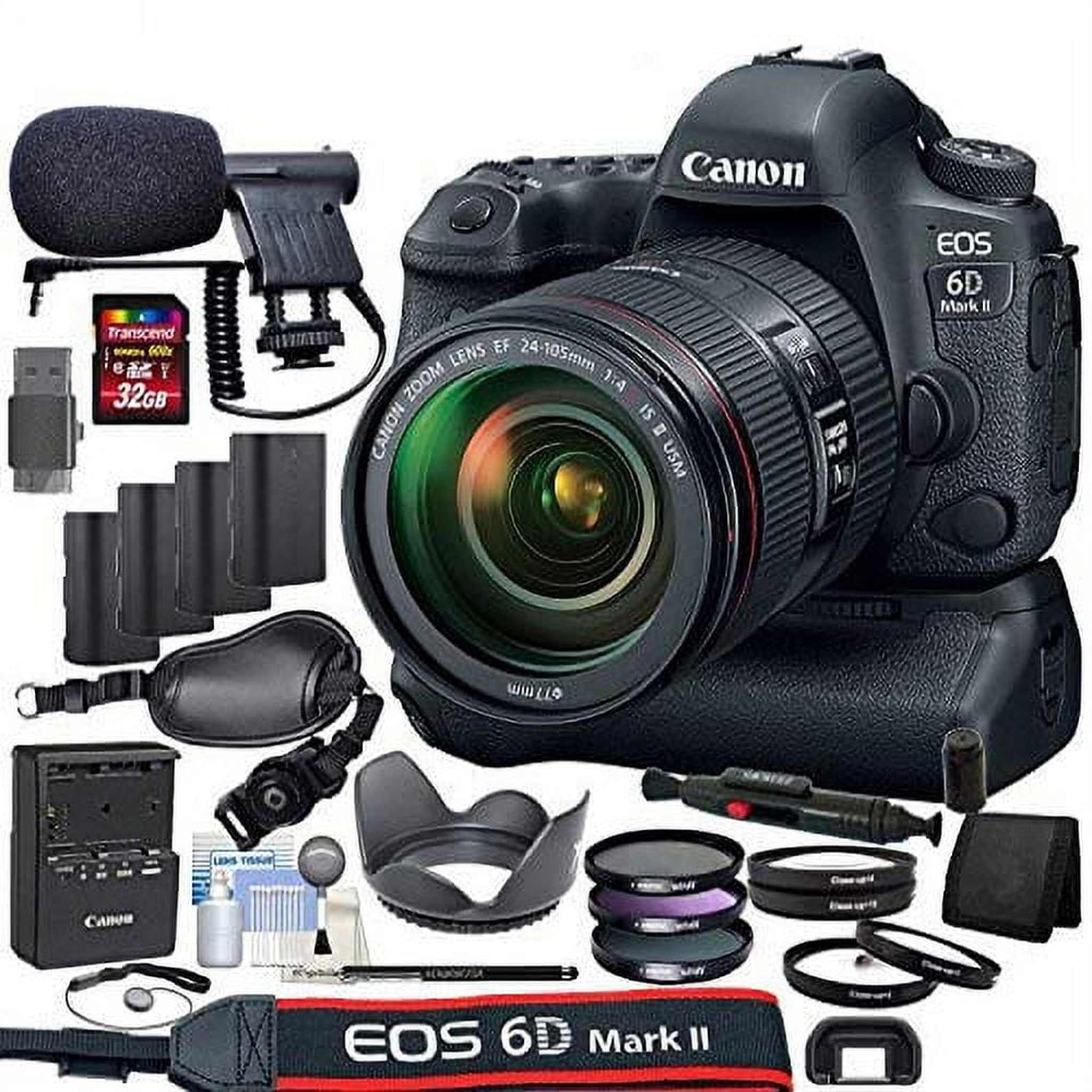 Canon EOS 6D Mark II DSLR Camera Kit with 24-105mm is II USM Lens + Canon BG-E21 Grip/Power Bundle Canon