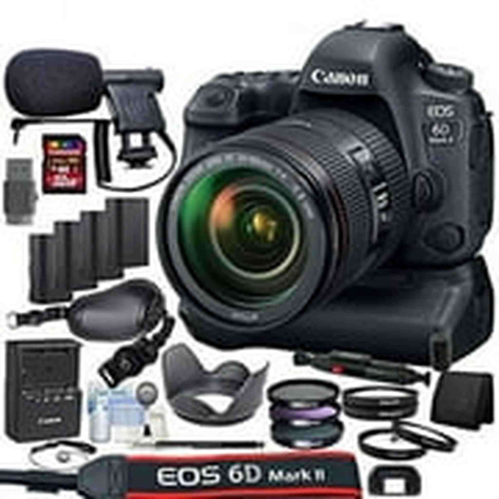 Canon EOS 6D Mark II DSLR Camera Kit with 24-105mm is II USM Lens + Canon BG-E21 Grip/Power Bundle Canon