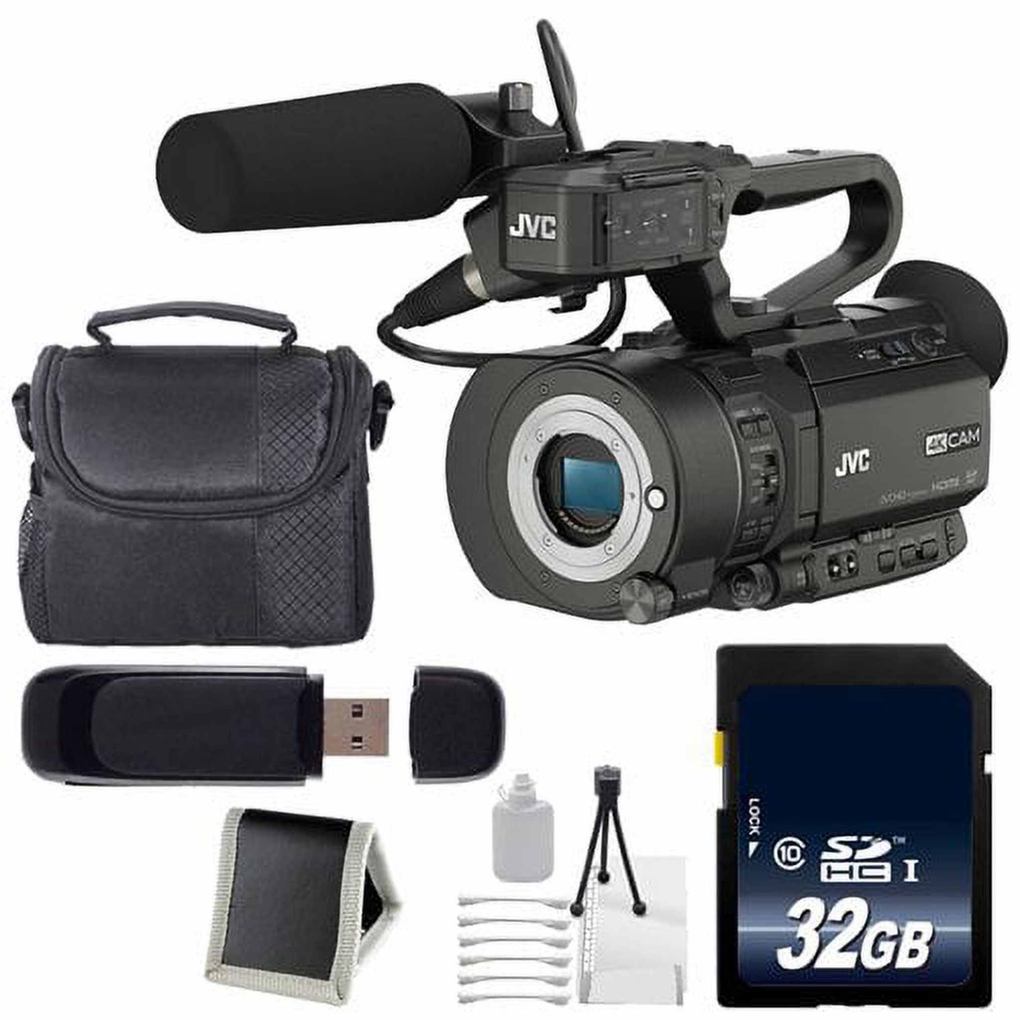 JVC GY-LS300 4KCAM Handheld S35mm Camcorder International Model Body Only + 32GB Memory Card + Carrying Case + Delux JVC