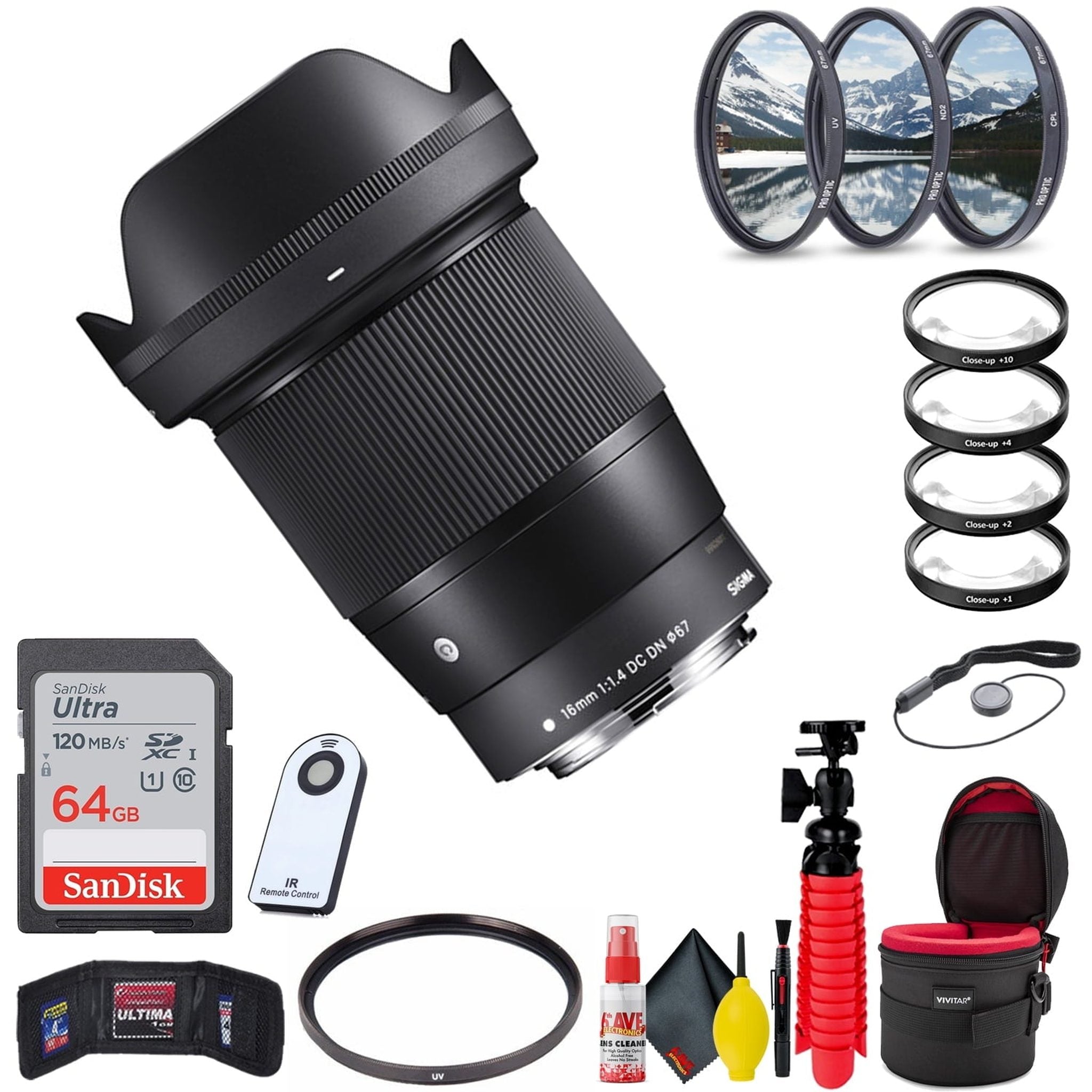 Sigma 16mm f/1.4 DC DN Contemporary Lens for Micro Four Thirds W/Accessories Sigma