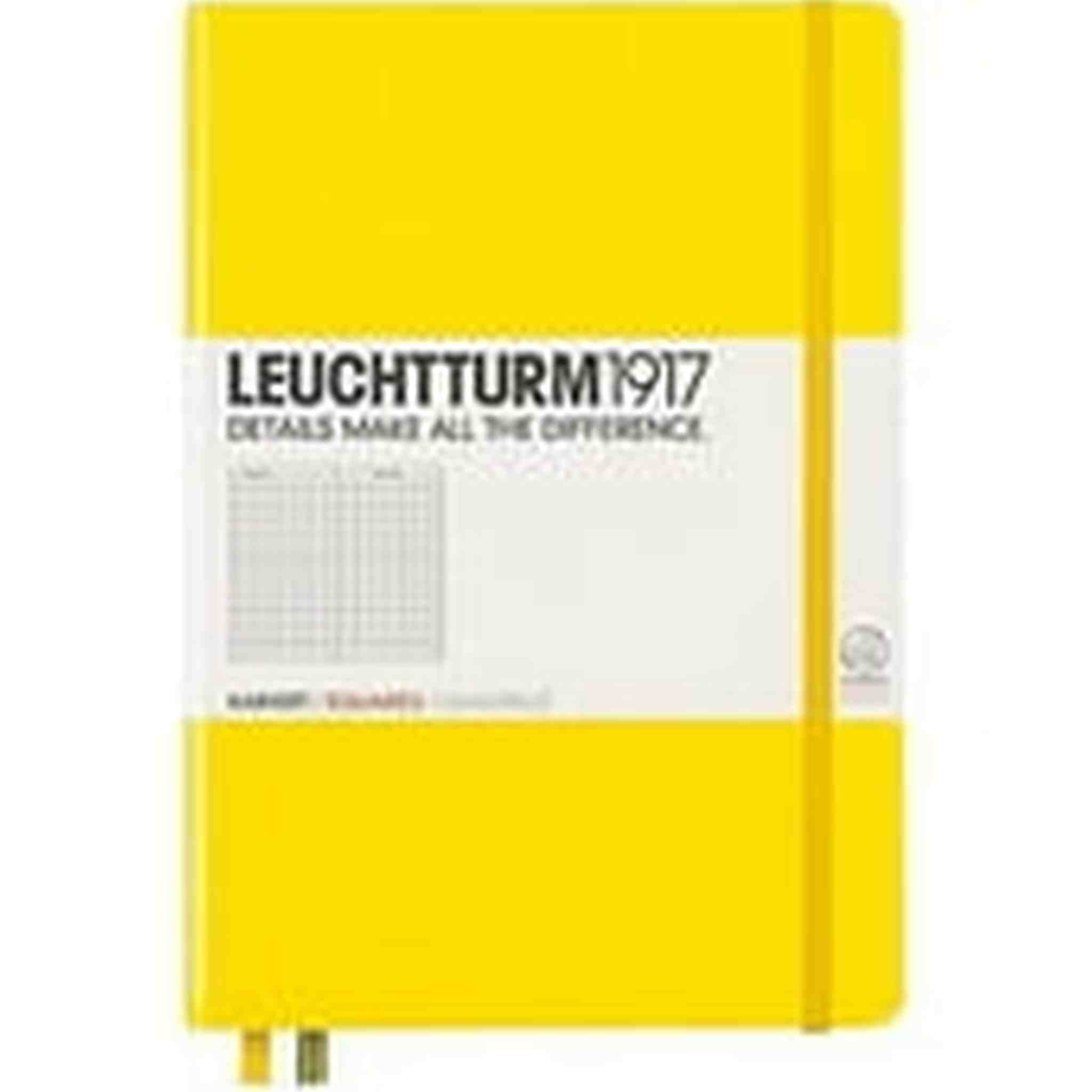 LEUCHTTURM1917 - Medium A5 Squared Hardcover Notebook Lemon - 251 Numbered Pages Leuchtturm