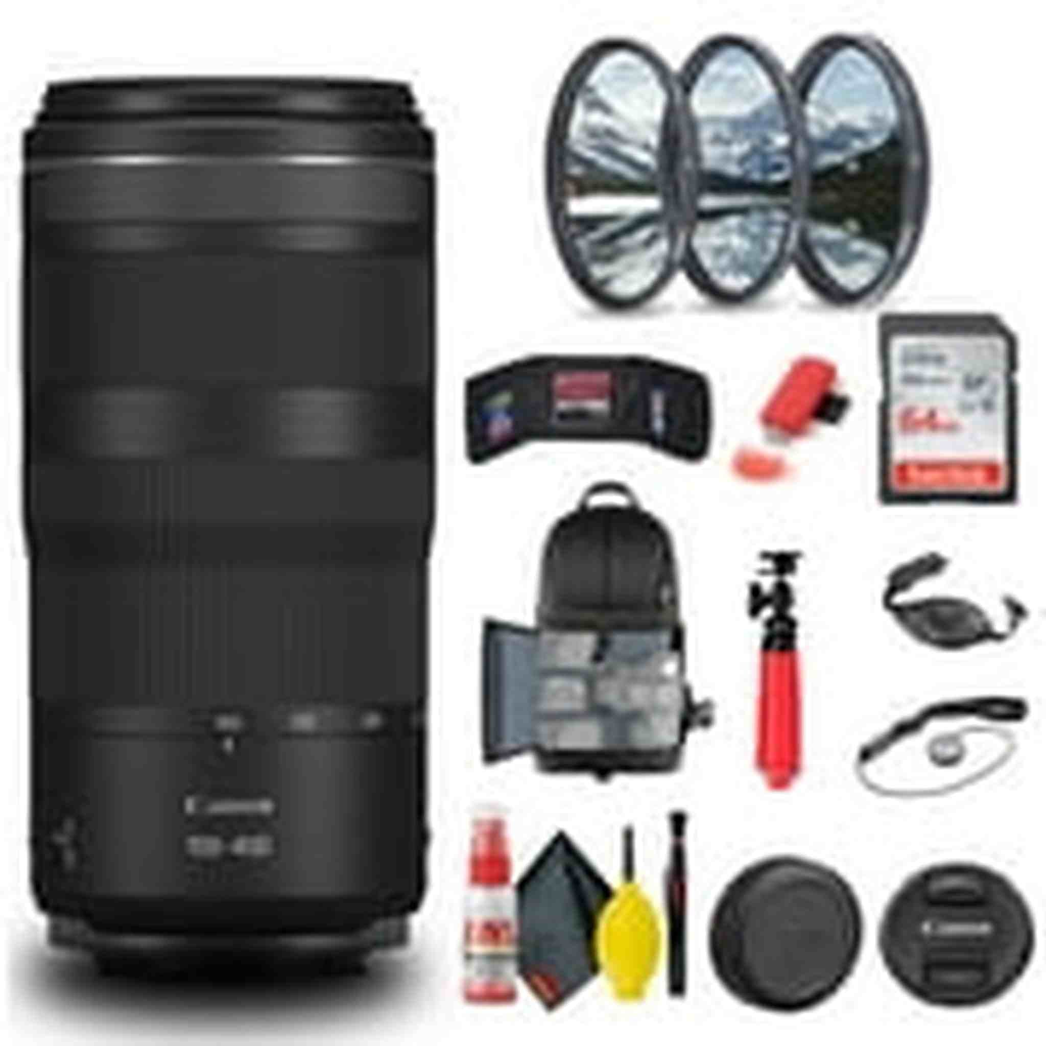 Canon RF 100-400mm f/5.6-8 IS USM Lens 5050C002 + Filter Kit + BackPack + More Canon