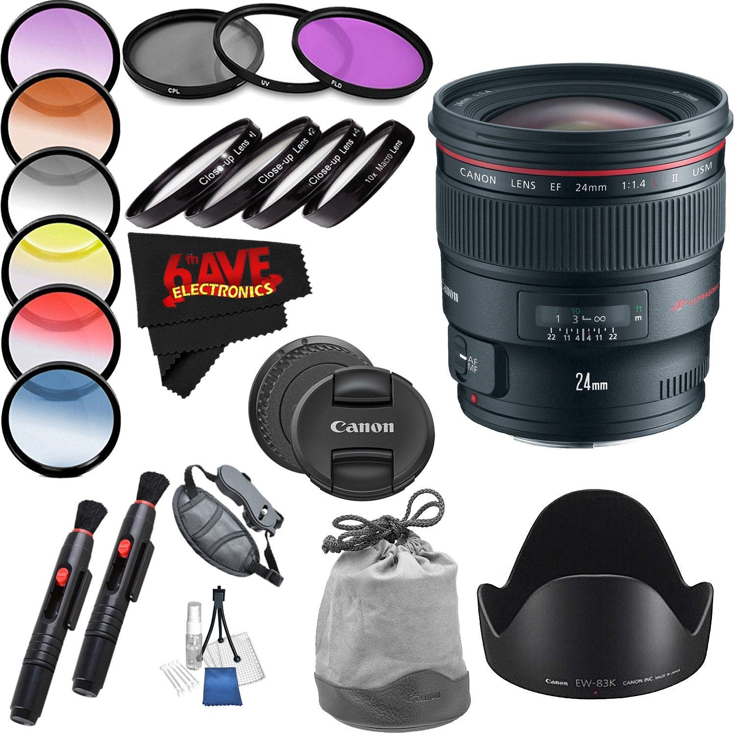 Canon EF 24mm f/1.4L II USM Lens International Version Professional Accessory Combo Canon