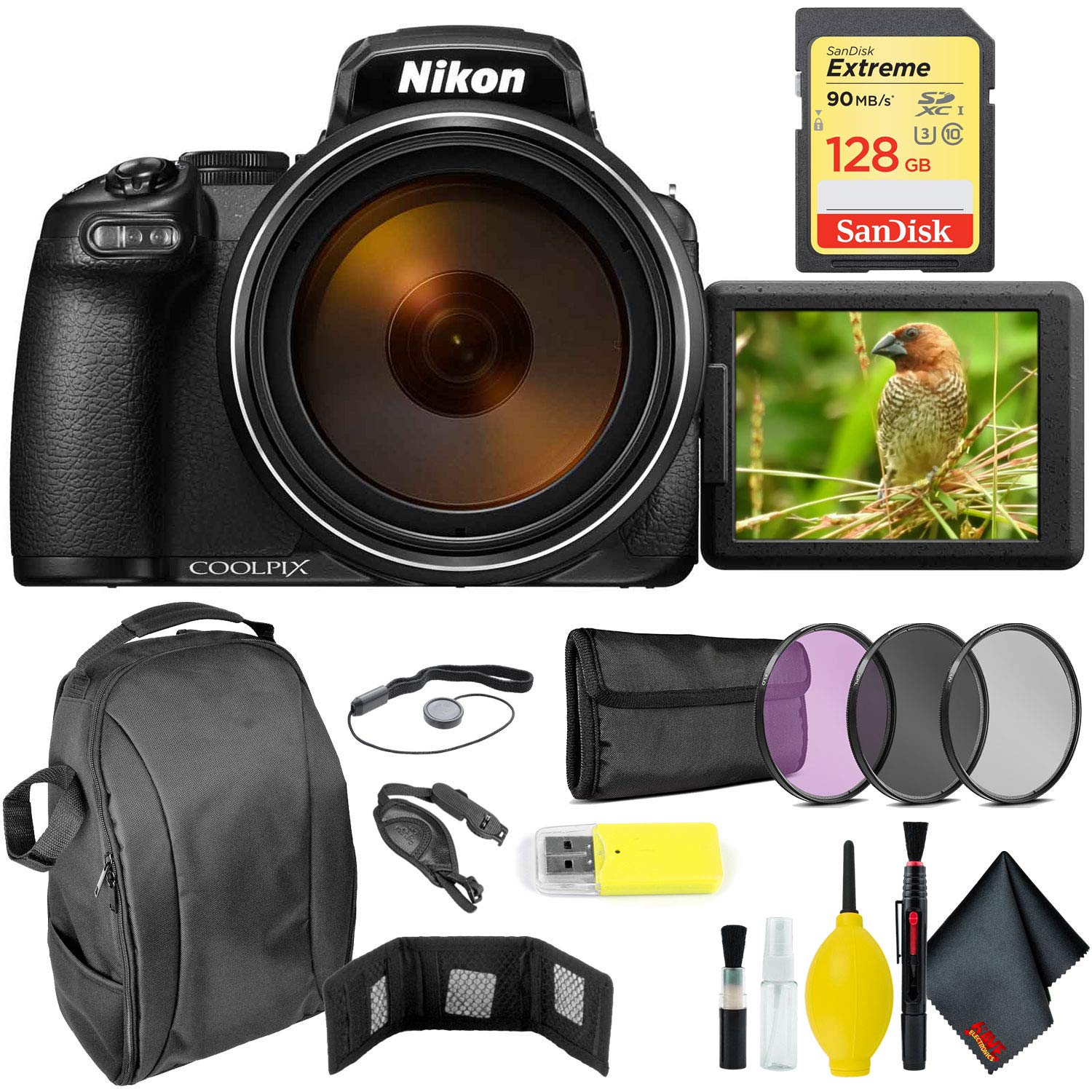 Nikon COOLPIX P1000 Digital Camera + 128GB Sandisk Extreme Memory Card Extreme Bundle International Model Nikon