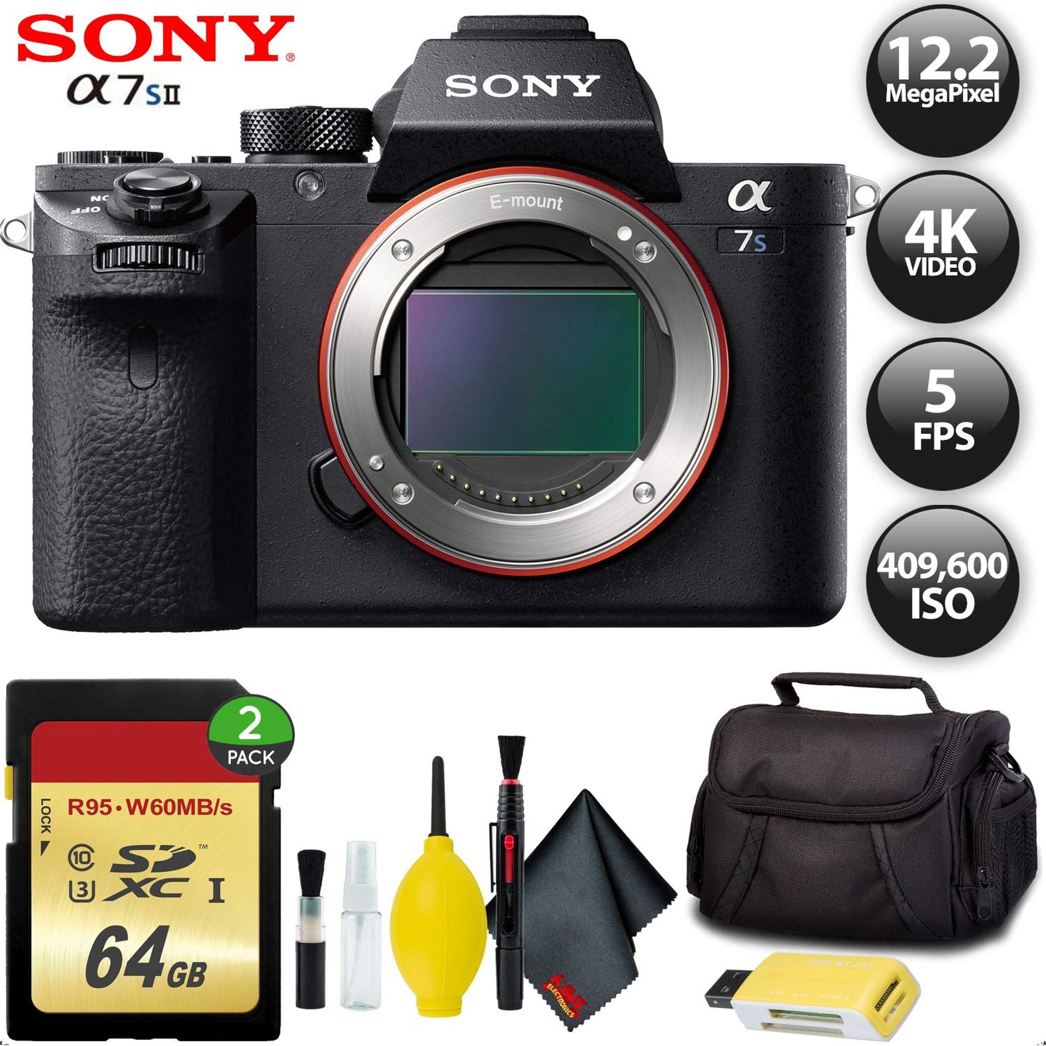 Sony?Alpha a7S II Mirrorless Digital Camera International Model + 128GB Memory Card Base Kit with Accessories Sony