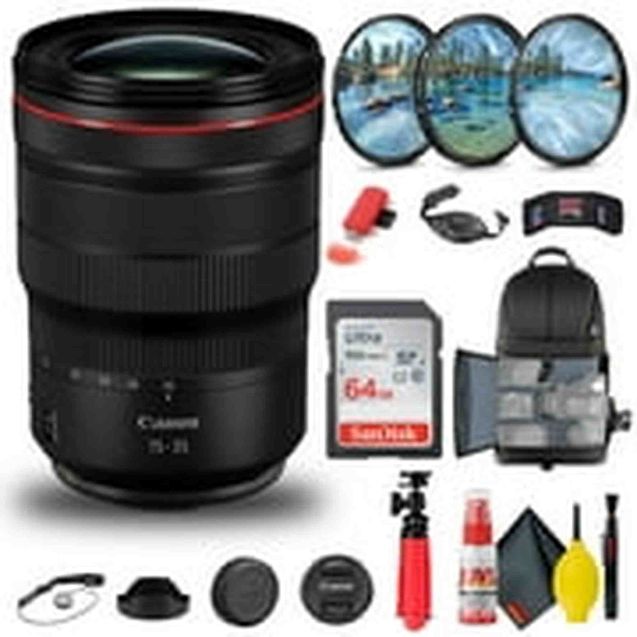 Canon RF 15-35mm f/2.8L IS USM Lens 3682C002 + Filter Kit + BackPack + More Canon