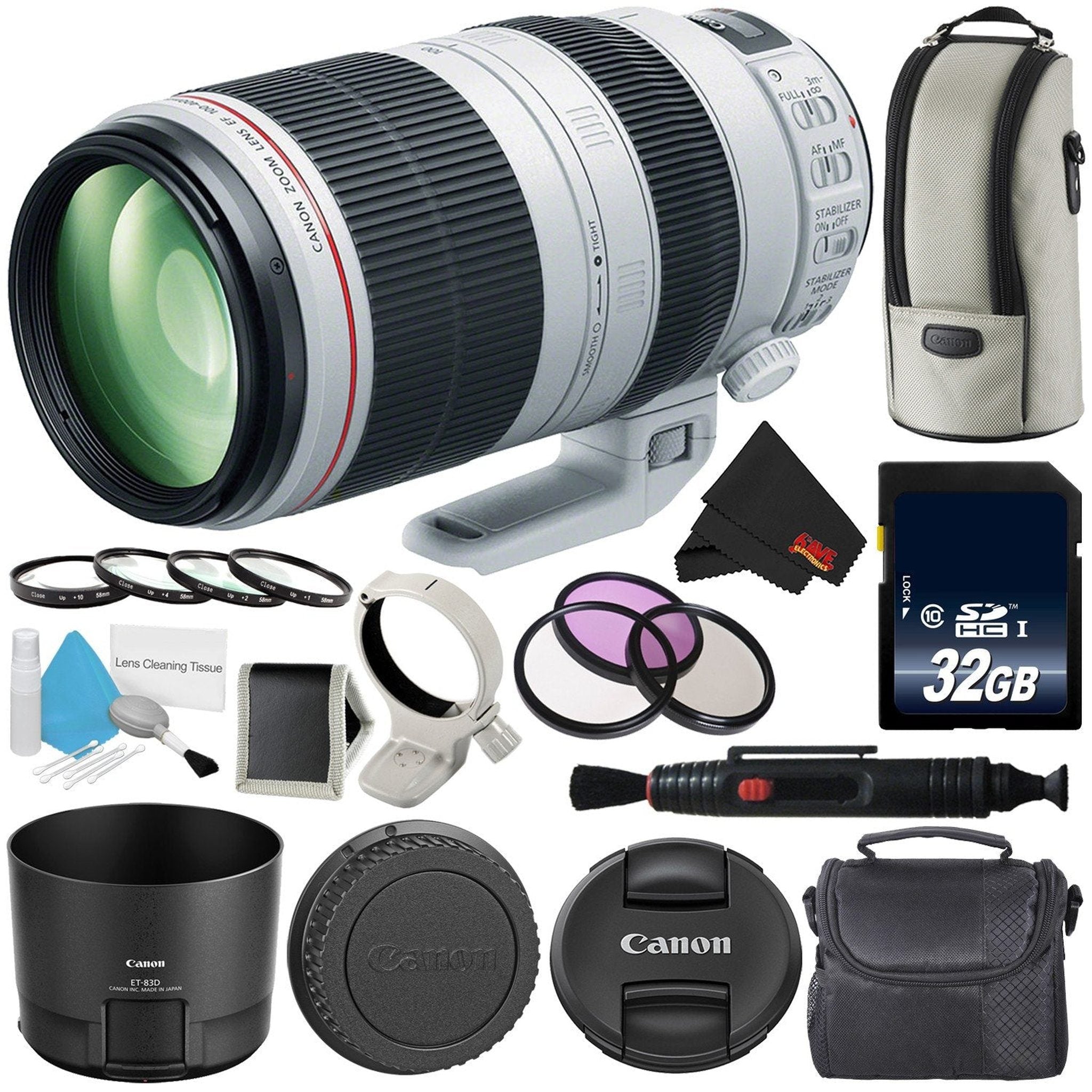 Canon EF 100-400mm f/4.5-5.6L is II USM Lens International Version Professional Bundle Canon