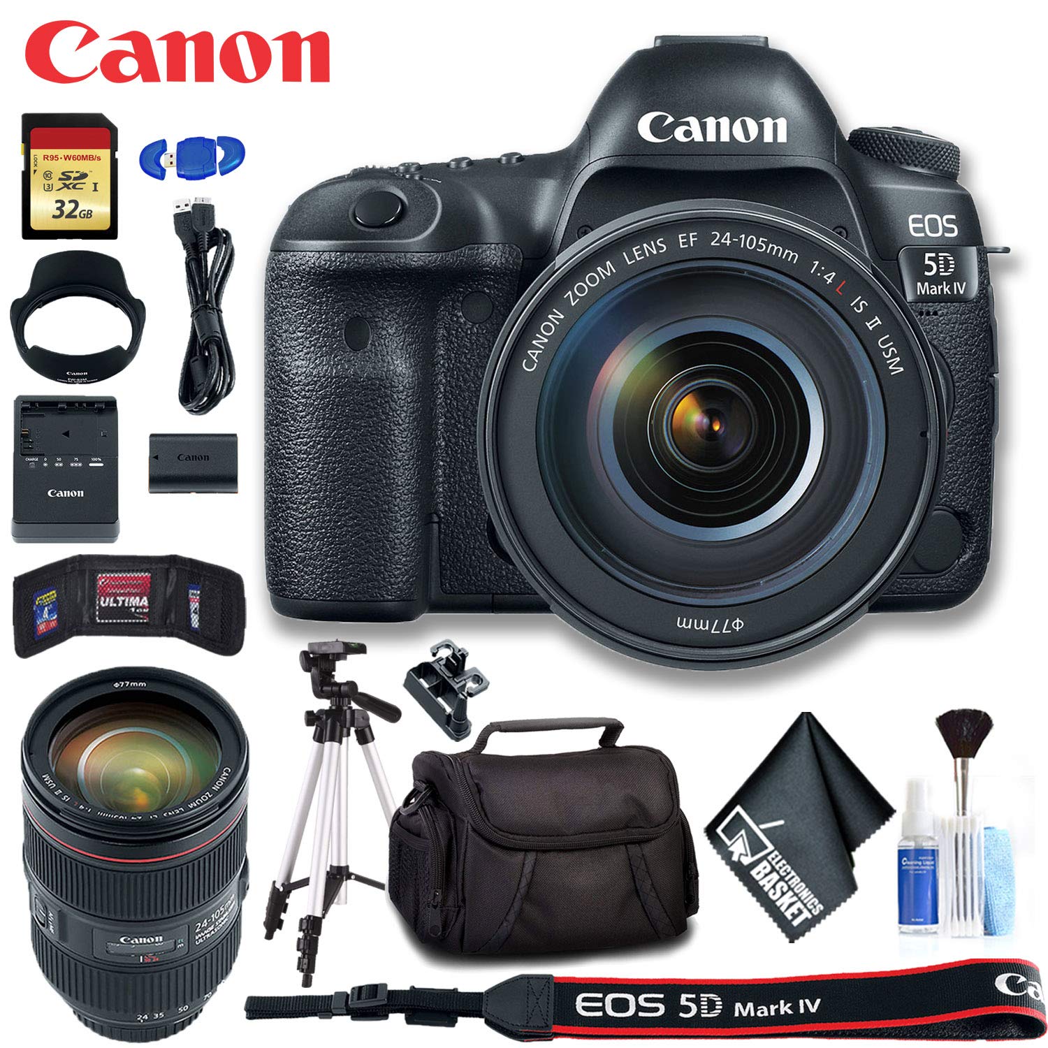 Canon EOS 5D Mark IV DSLR Camera with 24-105mm f/4L II Lens Intl Model Ultimate Bundle Canon