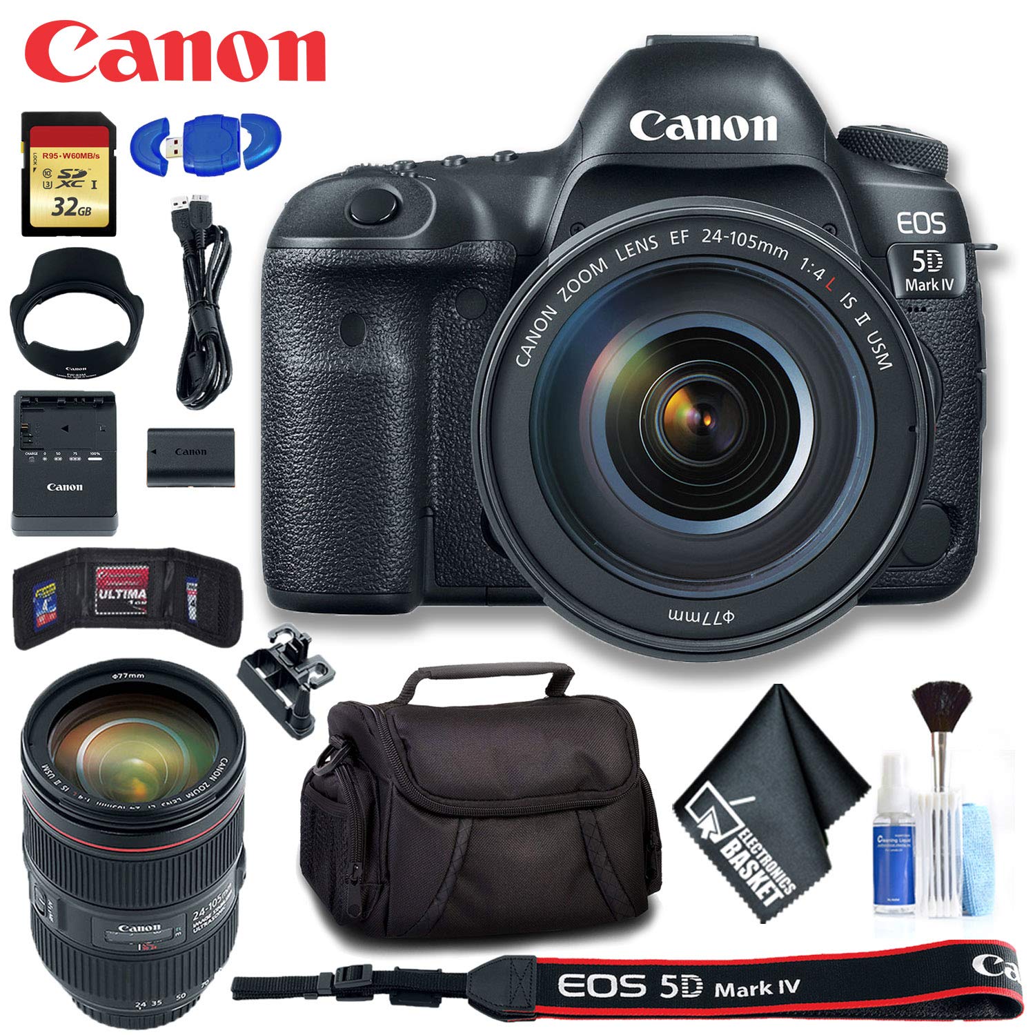 Canon EOS 5D Mark IV DSLR Camera with 24-105mm f/4L II Lens Intl Model Deluxe Bundle Canon