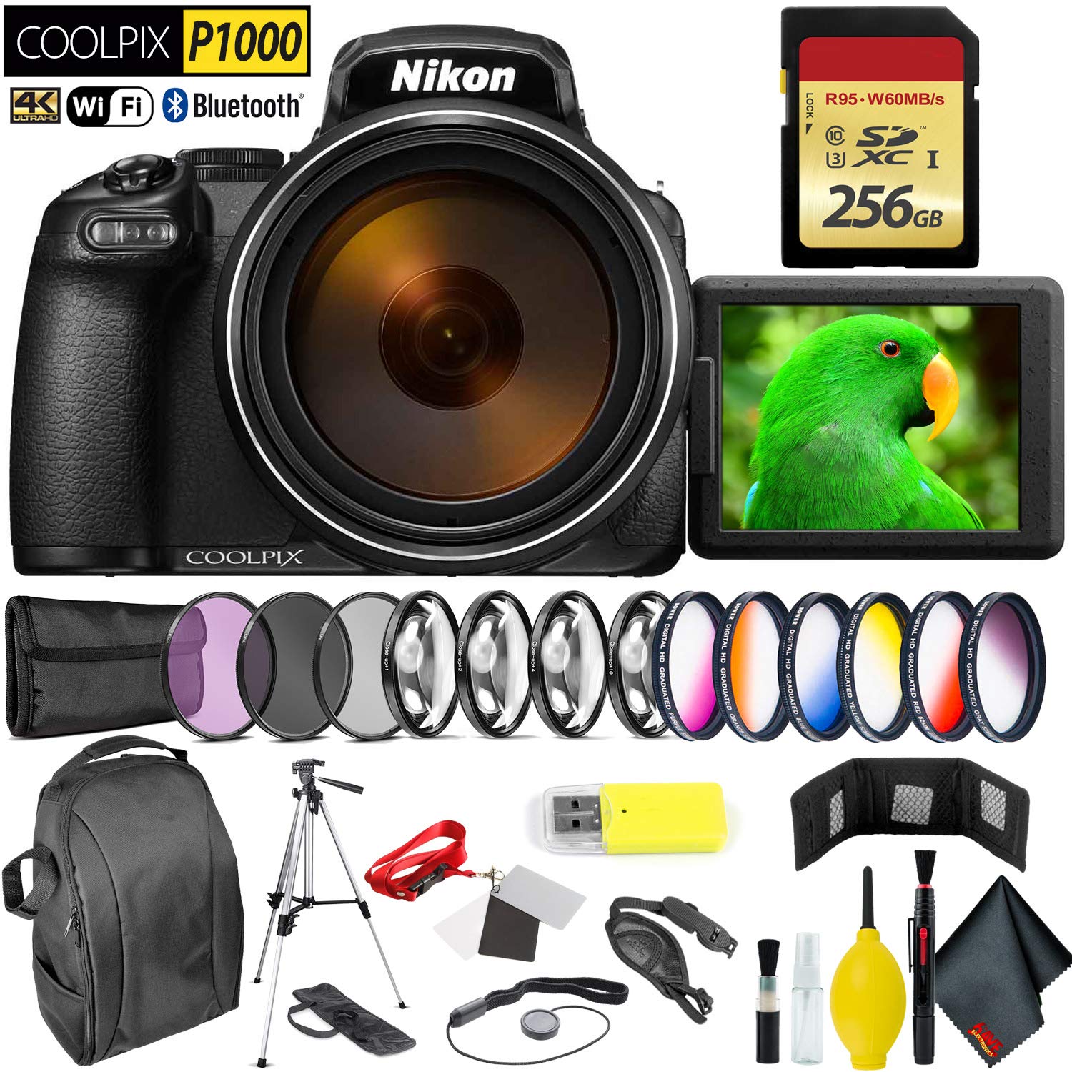 Nikon COOLPIX P1000 Digital Camera + 256GB Memory Card Professional Bundle International Model Nikon