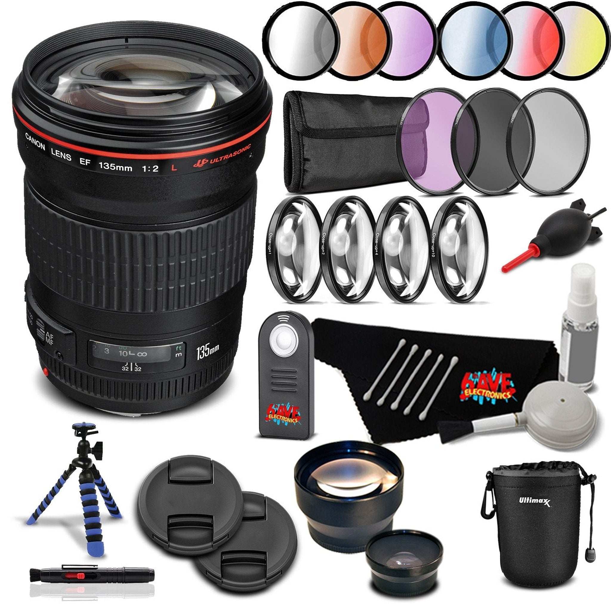 Canon EF 135mm f/2L USM Lens Professional Kit International Model Canon