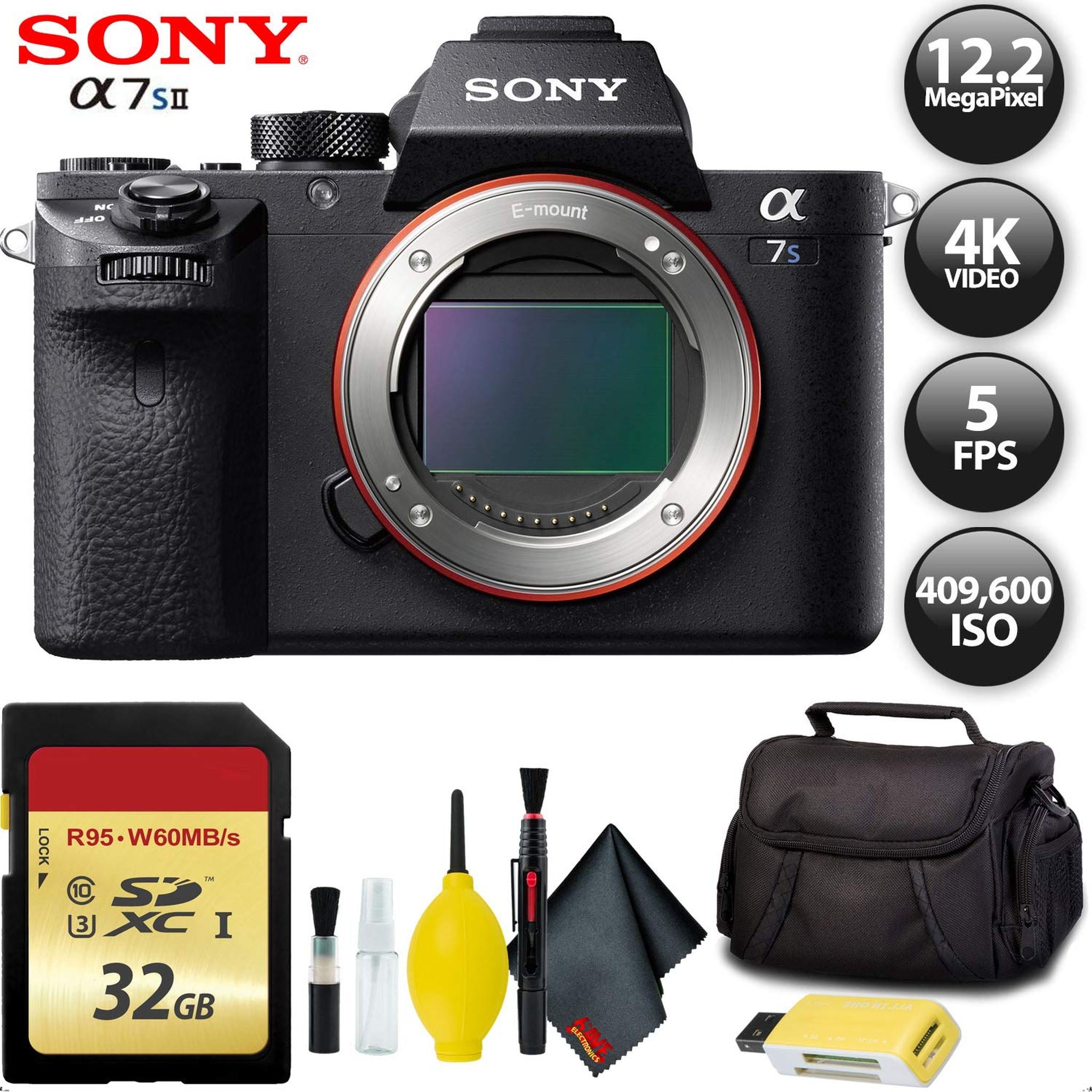 Sony?Alpha a7S II Mirrorless Digital Camera International Model + 32GB Memory Card Base Kit with Accessories Sony