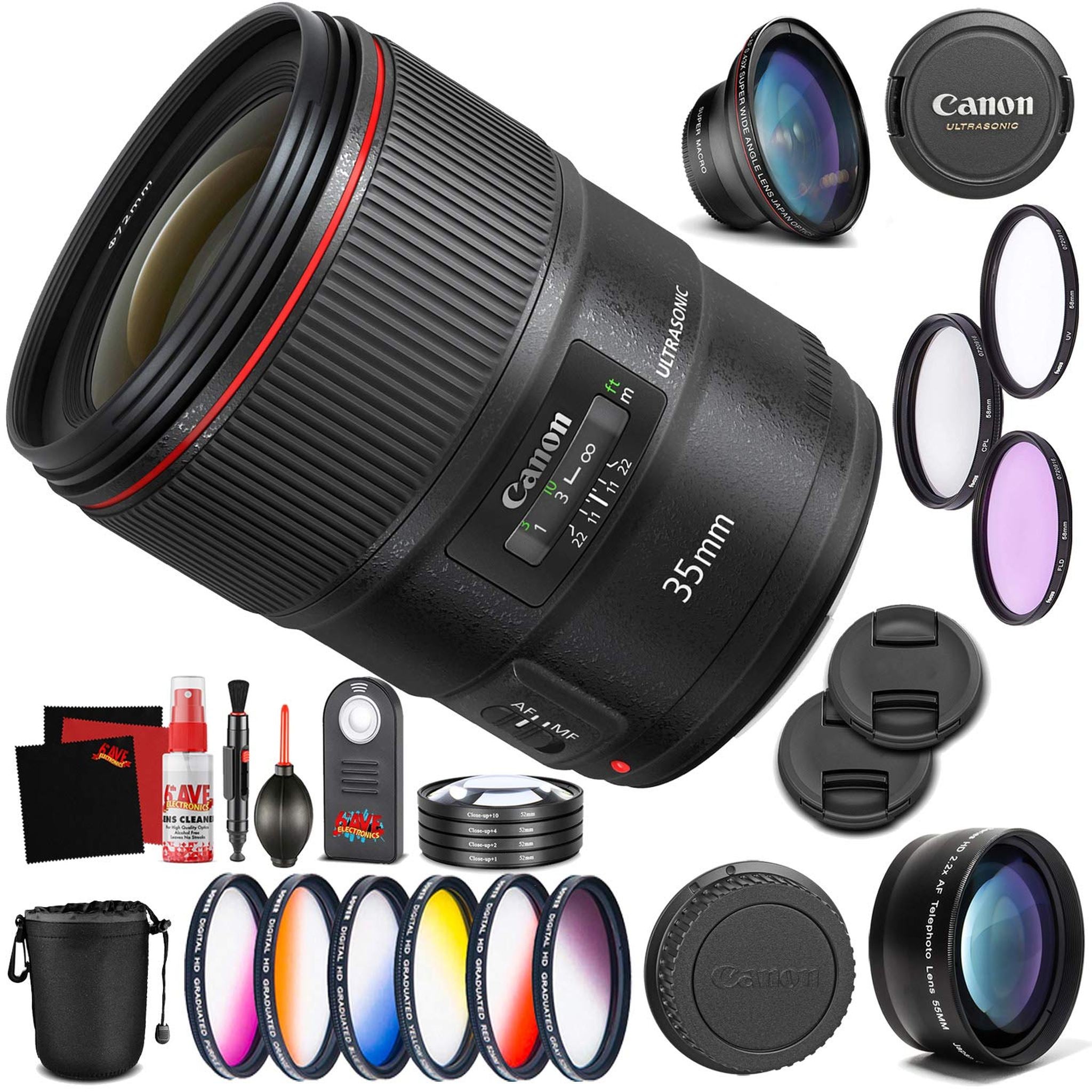 Canon EF 35mm f/1.4L II USM Lens Professional Bundle International Model Canon