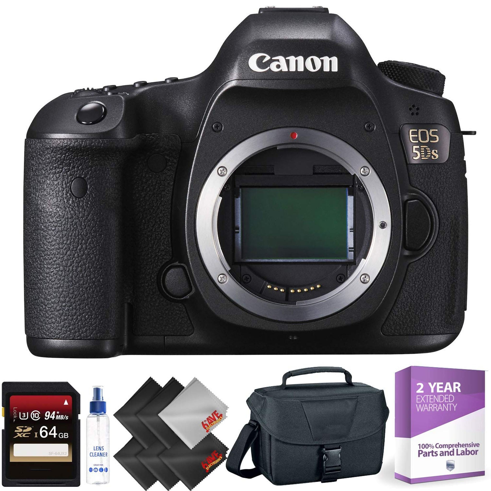 Canon EOS 5DS DSLR Camera Body Only + 64GB Memory Card + 1 Year Warranty Advanced Bundle Canon