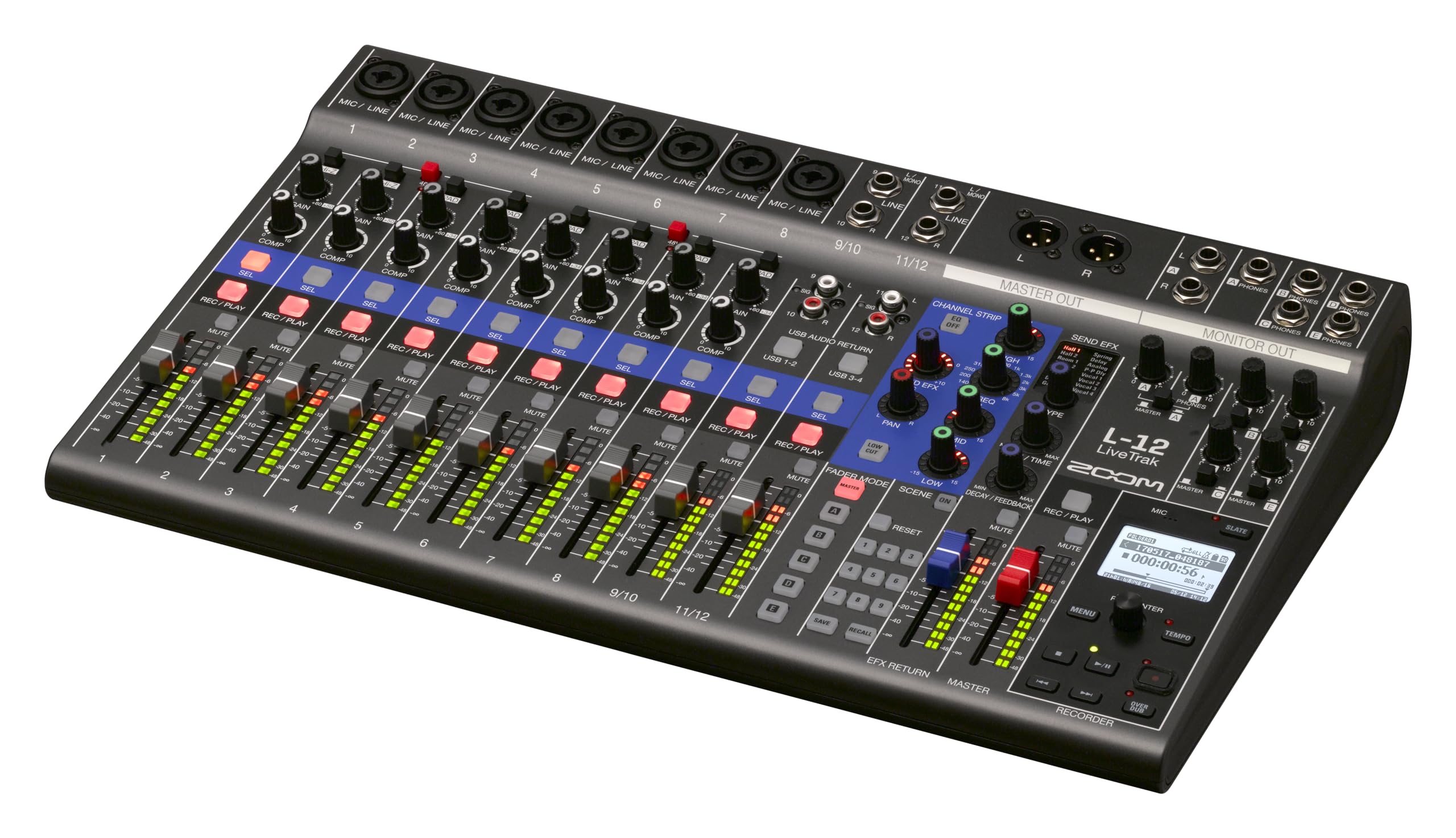 Zoom LiveTrak L-12 Digital Mixer & Multitrack Recorder, for Music, Podcasting, and More, 12-Input/ 14-Channel SD Recorder, 14-in/4-out USB Audio Interface, 5 Powered Headphone Outputs Zoom