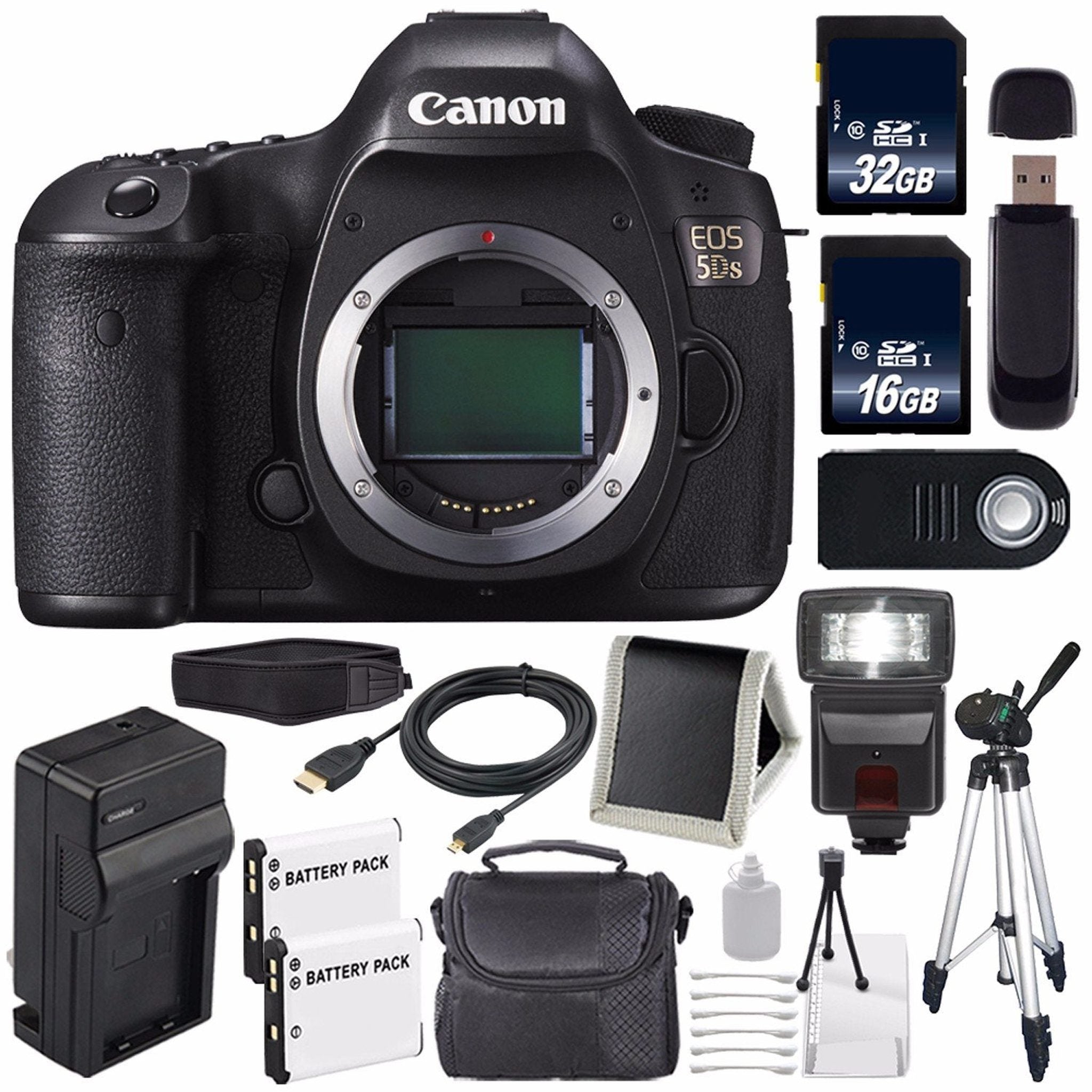 Canon EOS 5DS DSLR Camera International Model 0581C002 + LP-E6 Battery + 32GB Card + 16GB Card Starter Bundle Canon