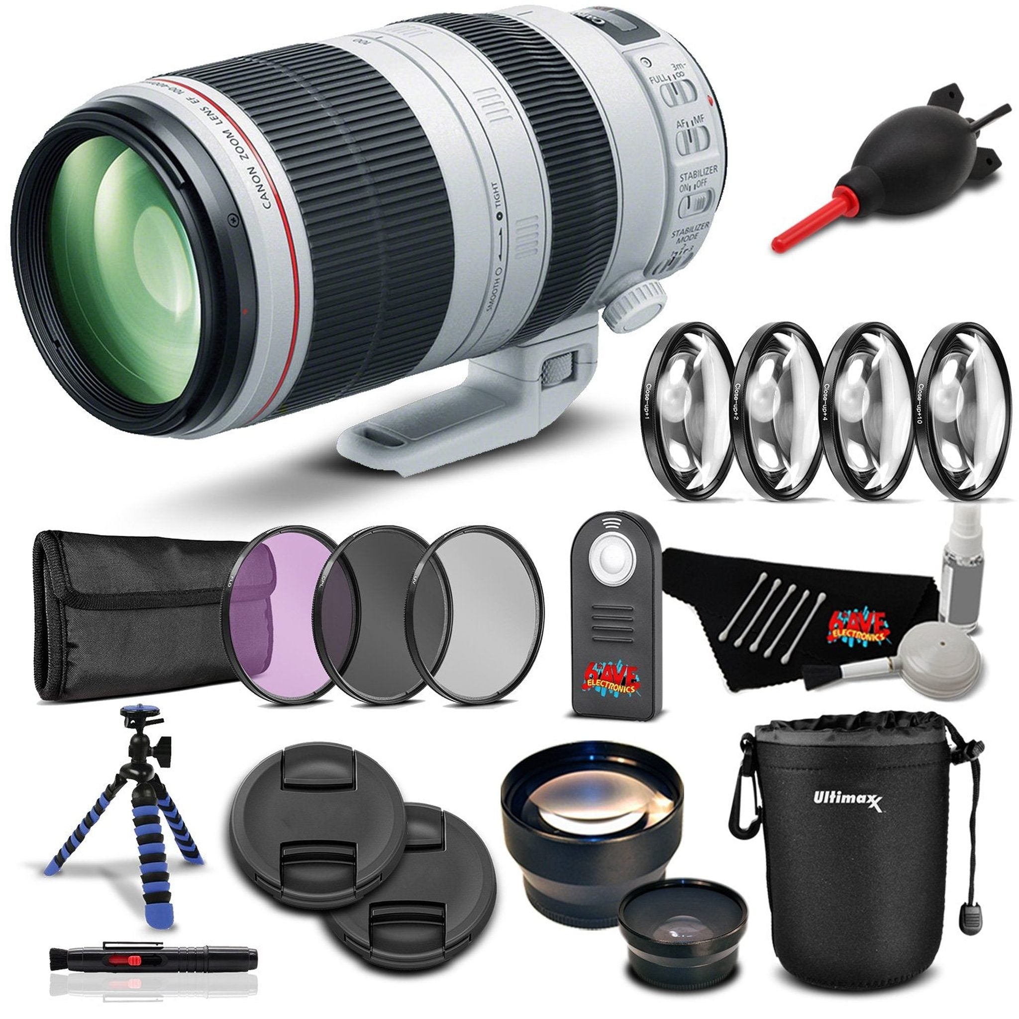 Canon EF 100-400mm f/4.5-5.6L is II USM Lens Professional Kit International Model Bundle Canon