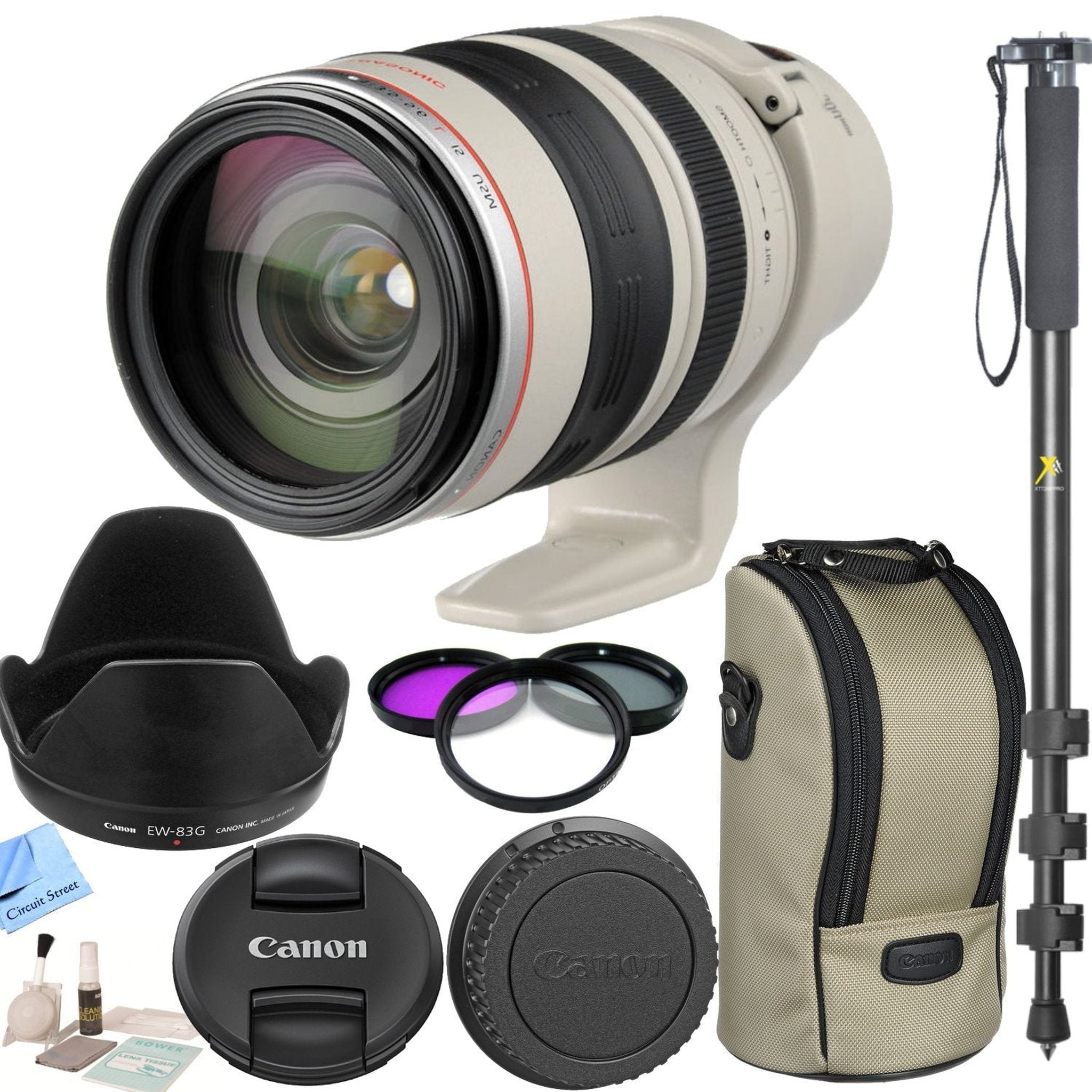 Canon Zoom Wide Angle-Telephoto EF 28-300mm f/3.5-5.6L IS USM Autofocus Lens With CS Kit: Includes Lens Cap Rear Cap Lens Hood Lens Case Filter Kit& CS Microfiber Cleaning Cloth Bundle Canon