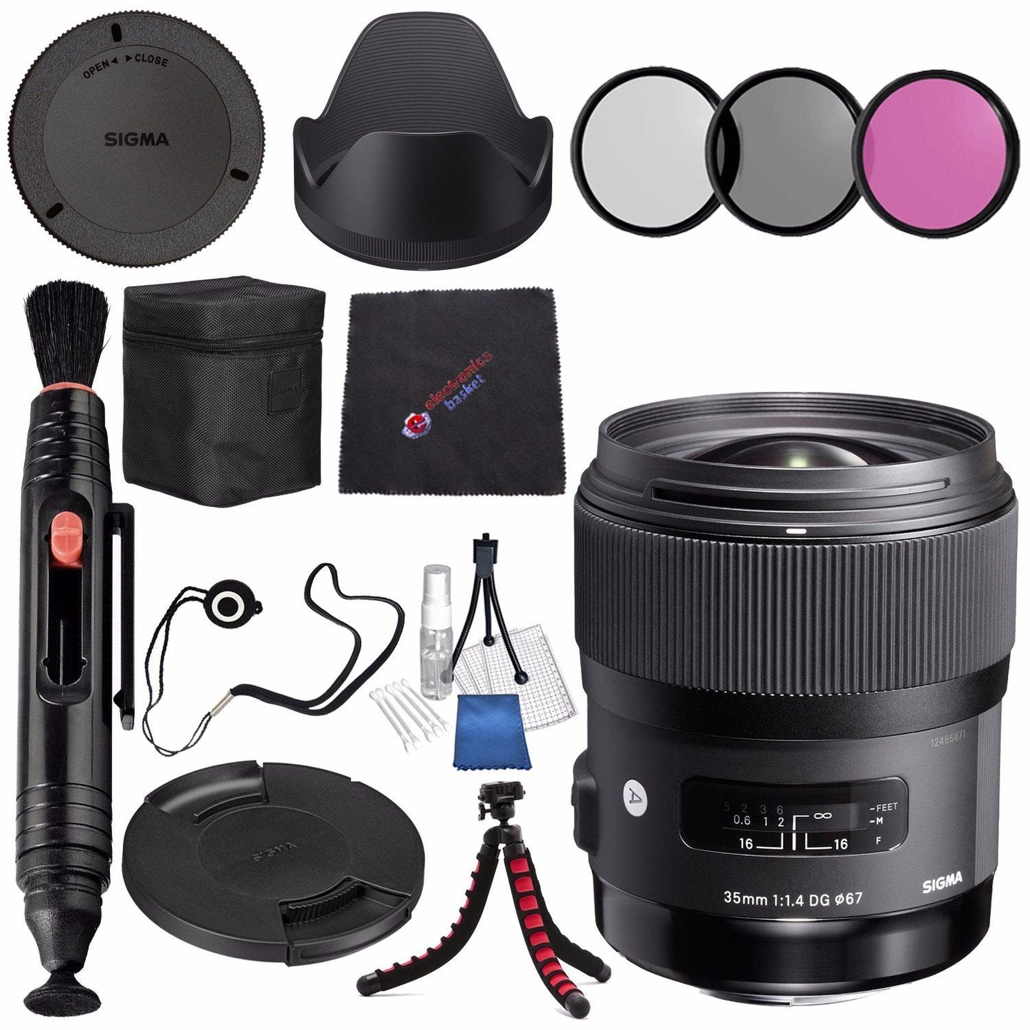 Sigma 35mm f/1.4 DG HSM Art Lens for Nikon DSLR Cameras #340306 + 67mm 3 Piece Filter Kit + Lens Pen Cleaner + Microfiber Cleaning Cloth Bundle Sigma