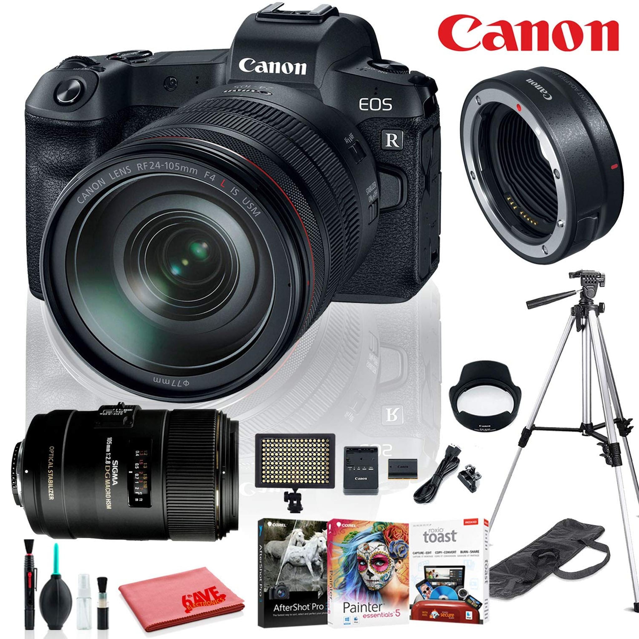 International Professional Bundle - Canon EOS RP Mirrorless Camera with with RF 24-105 F4 L is USM Lens Lens and Mount A Canon