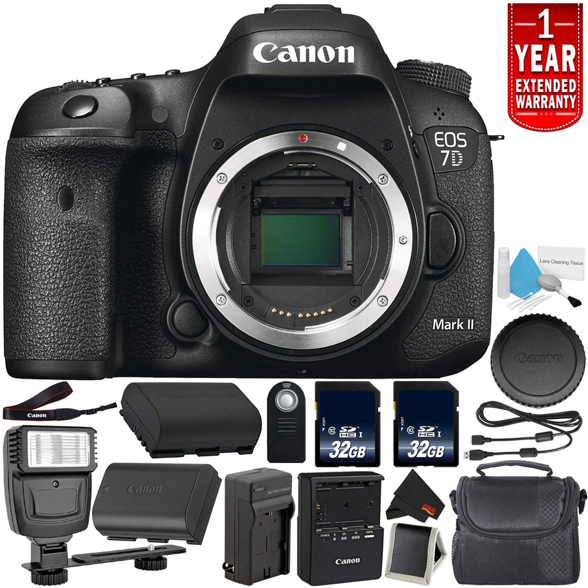 Canon EOS 7D Mark II Digital SLR Camera 9128B002 Body Only International Model - Bundle with 32GB Memory Card Advanced Bundle Canon