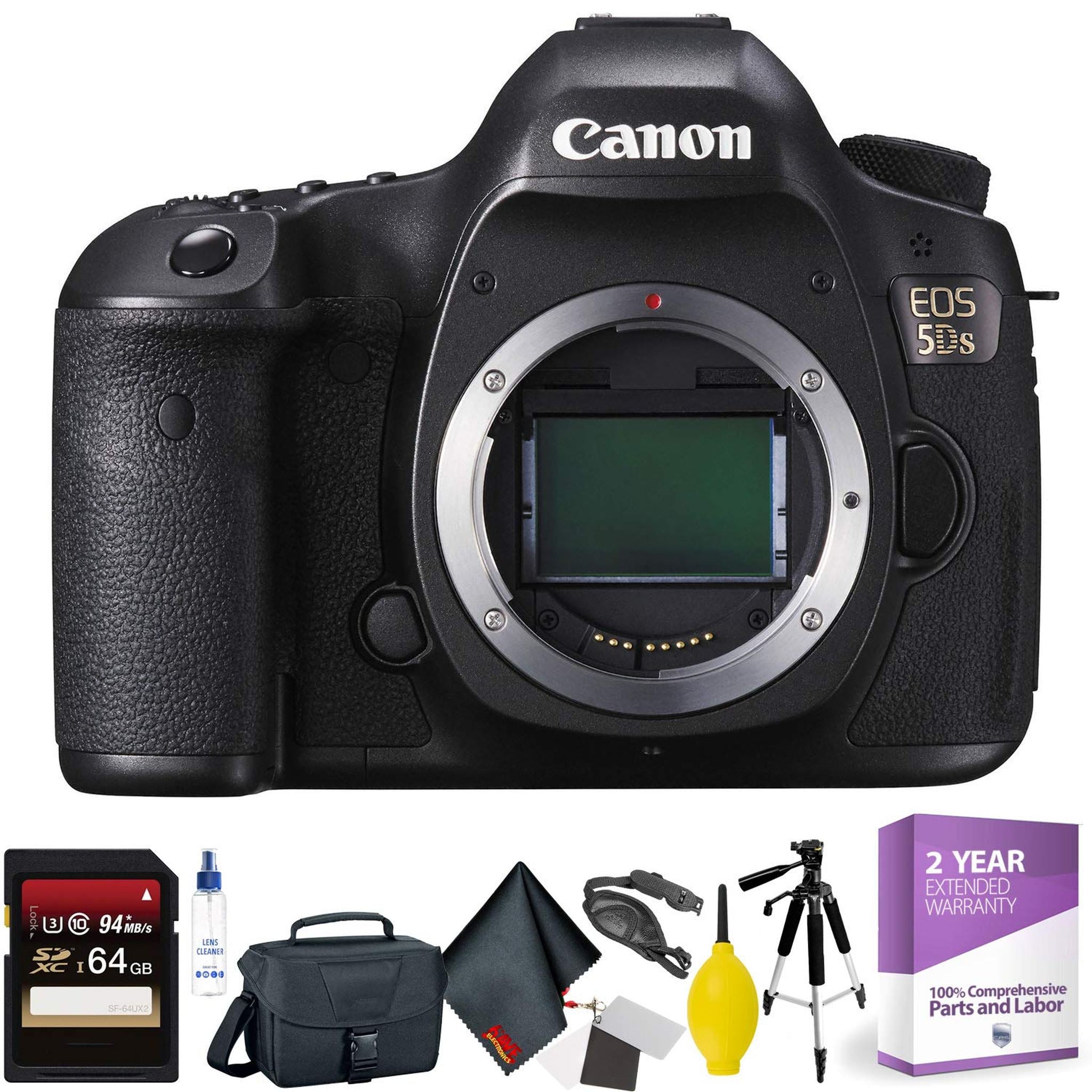 Canon EOS 5DS DSLR Camera Body Only + 64GB Memory Card + Mega Accessory Kit + 1 Year Warranty Bundle Canon