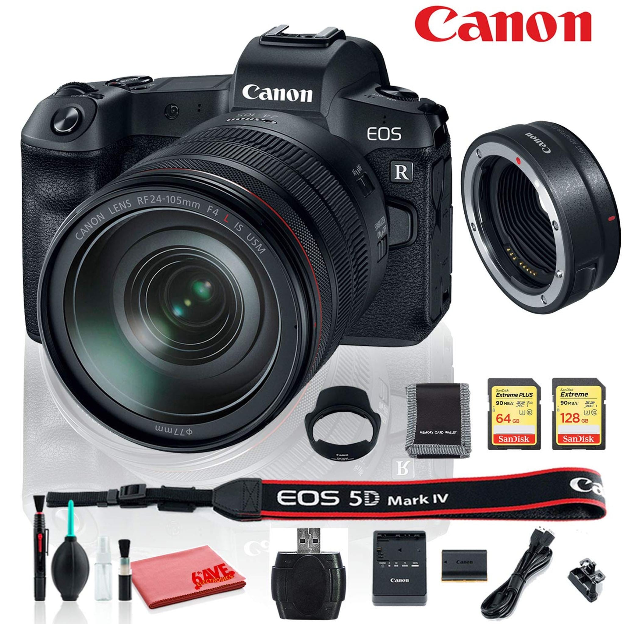 International Memory Bundle - Canon EOS RP Mirrorless Camera with with RF 24-105 F4 L is USM Lens Lens and Mount Adapter Canon