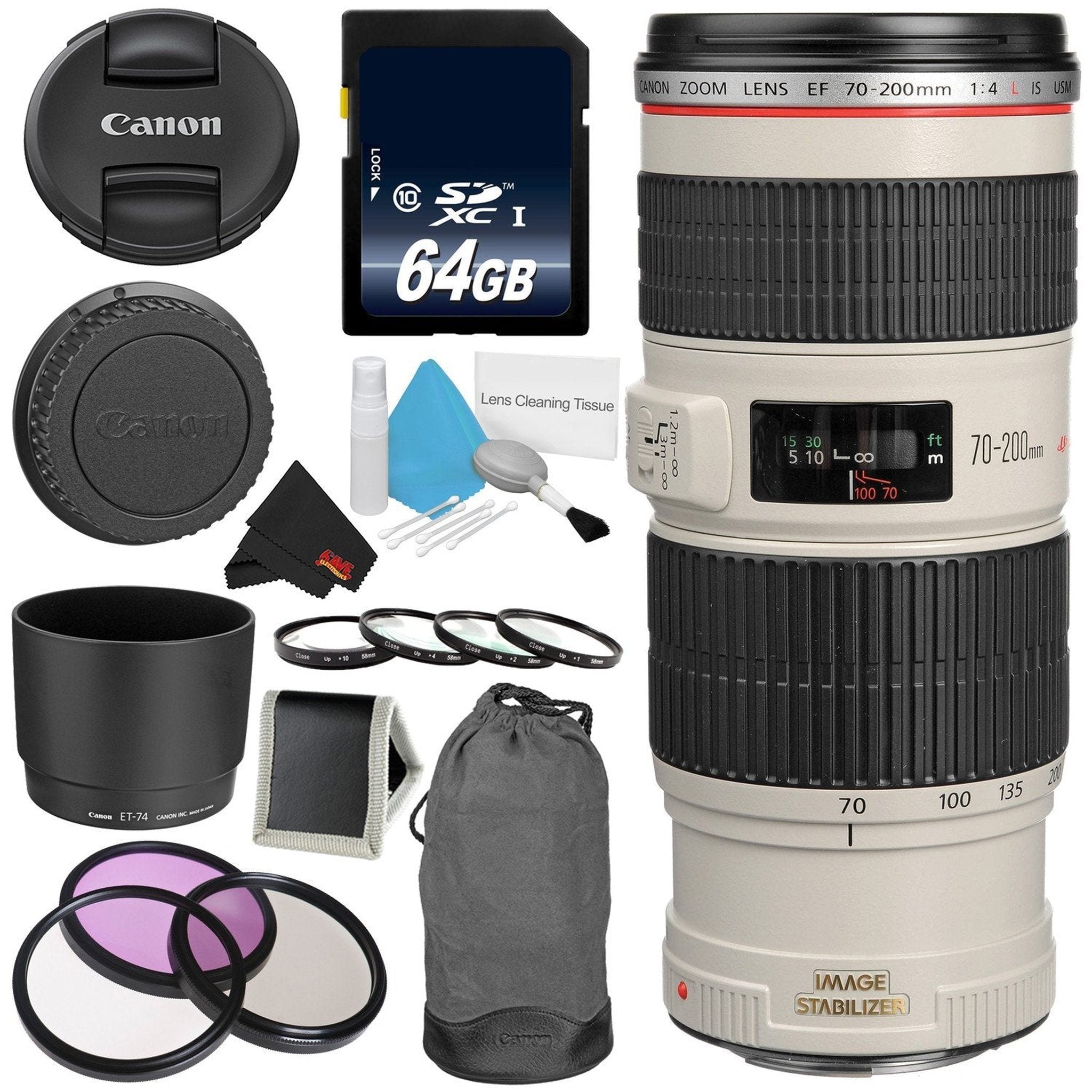 Canon EF 70-200mm f/4L IS USM Telephoto Zoom Lens Bundle for Canon SLR Digital Cameras Intl Model - Pro Canon