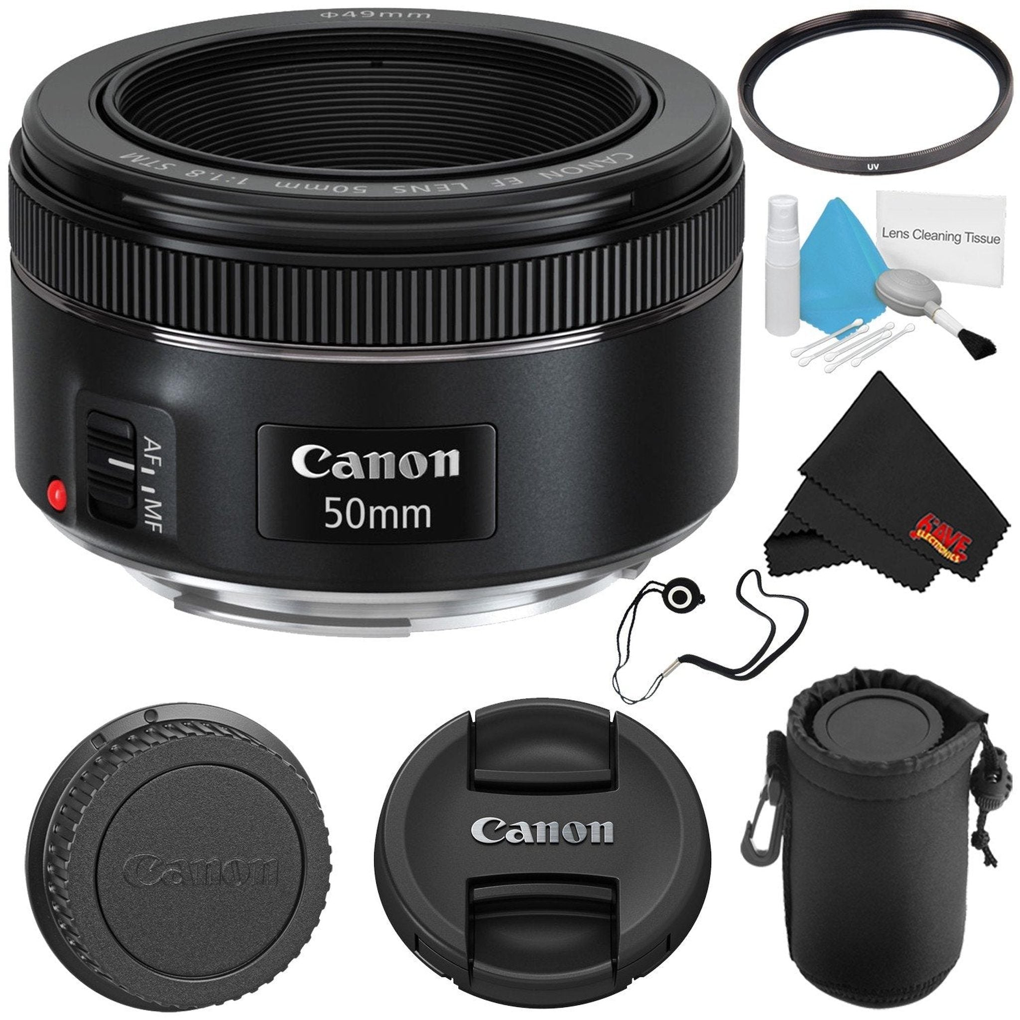 Canon EF 50mm f/1.8 STM Lens 0570C002 - Essential Bundle - International Version Canon