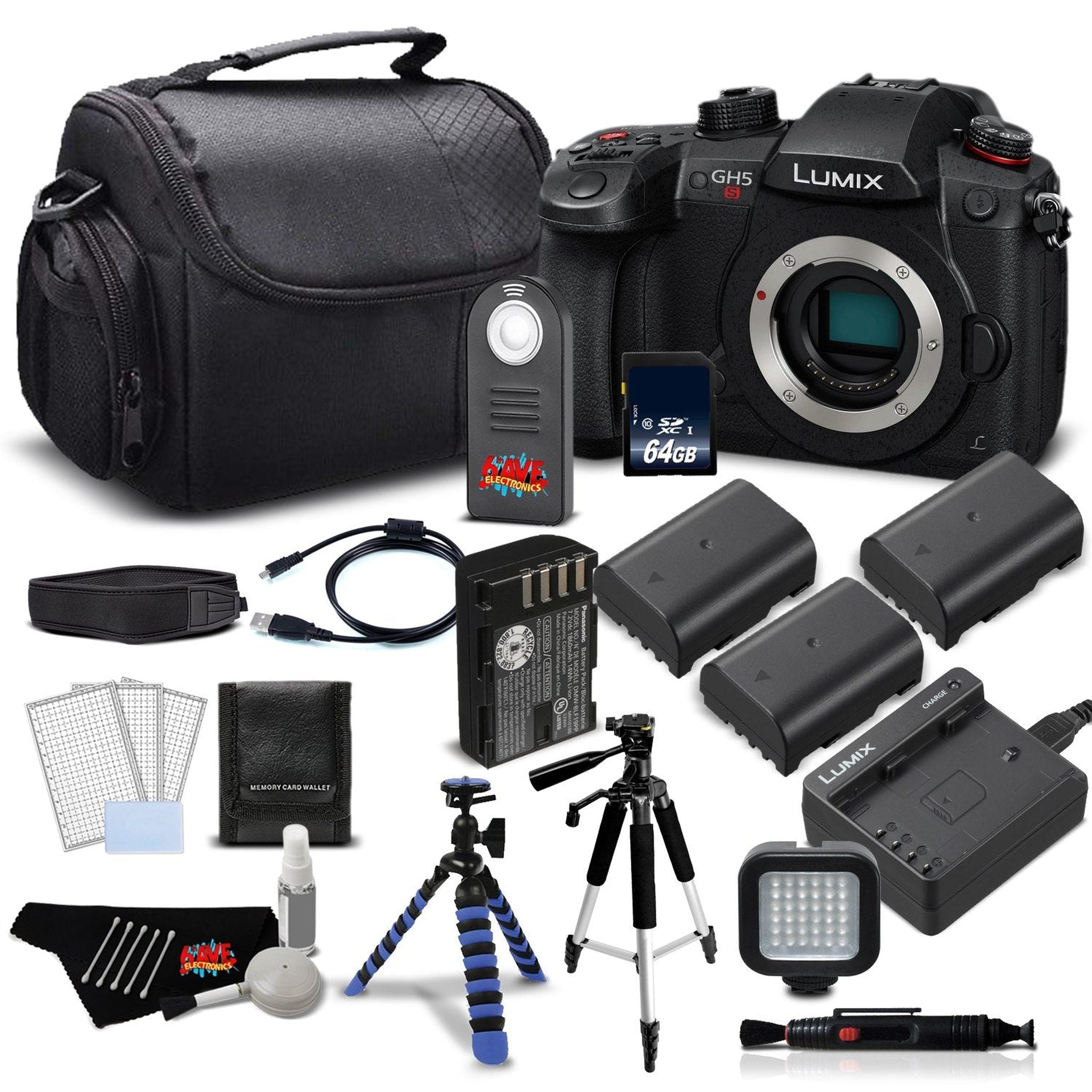 Panasonic Lumix DC-GH5S Mirrorless Micro Four Thirds Digital Camera DC-GH5S- Platinum Plus Level Bundle- International V Panasonic