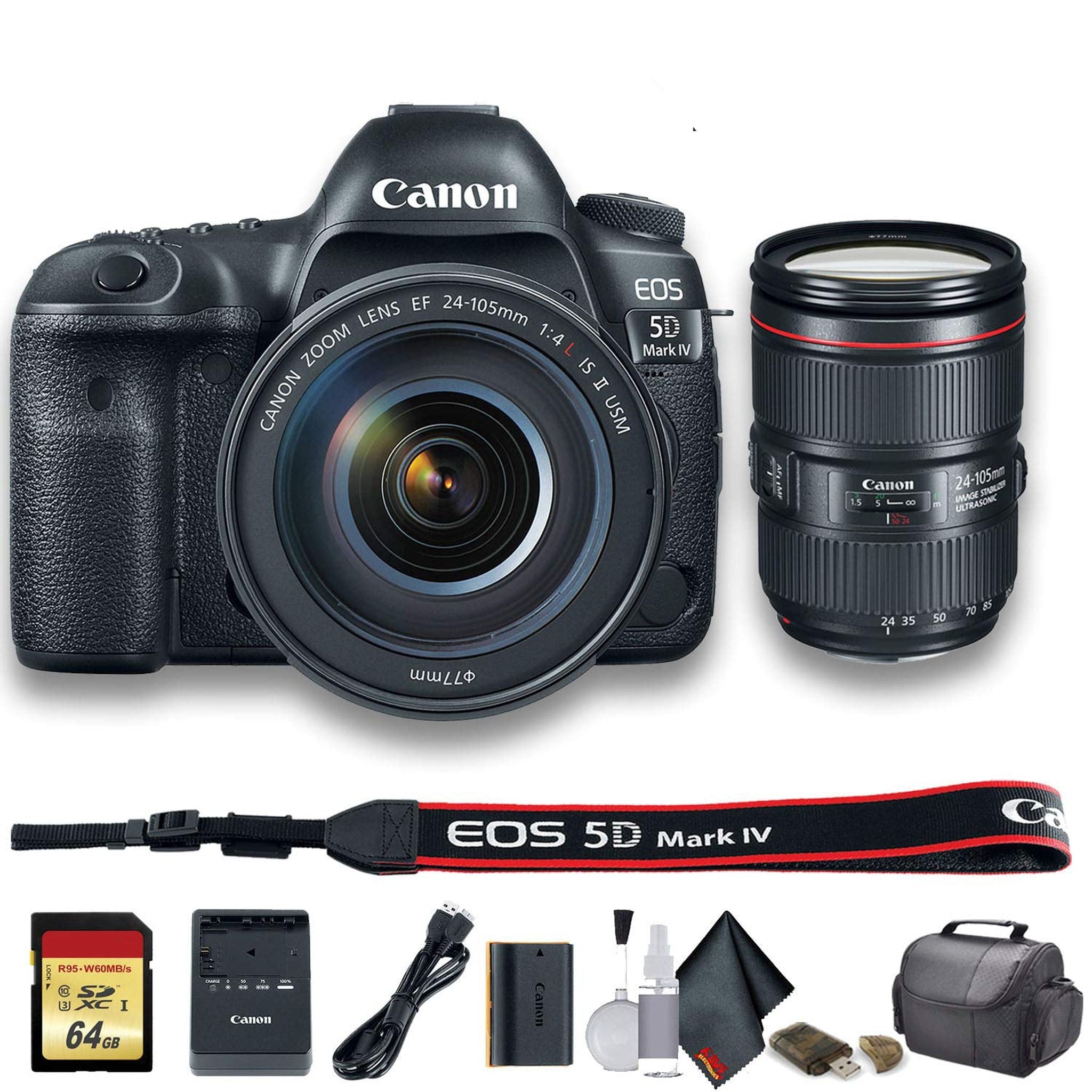 Canon EOS 5D Mark IV DSLR Camera with 24-105mm f/4L II Lens 1483C010 - Starter Bundle Canon