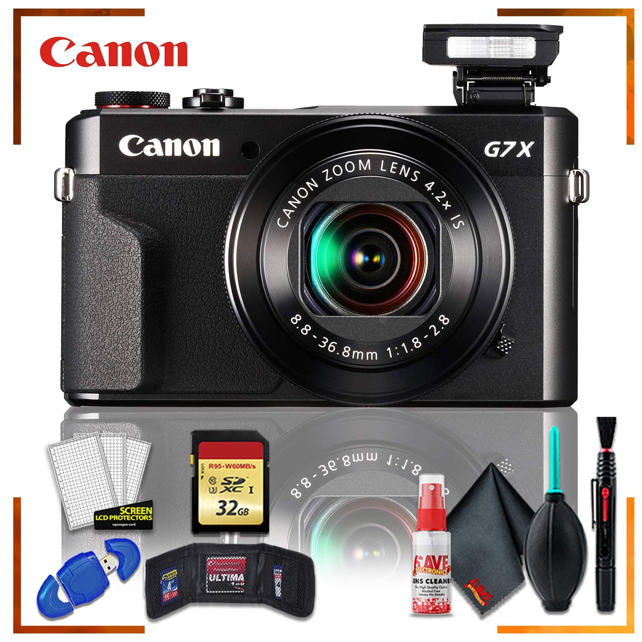 Canon PowerShot G7 X Mark II Digital Camera Intl Model + 32gb Memory SD Card Bundle + Cleaning Kit Canon