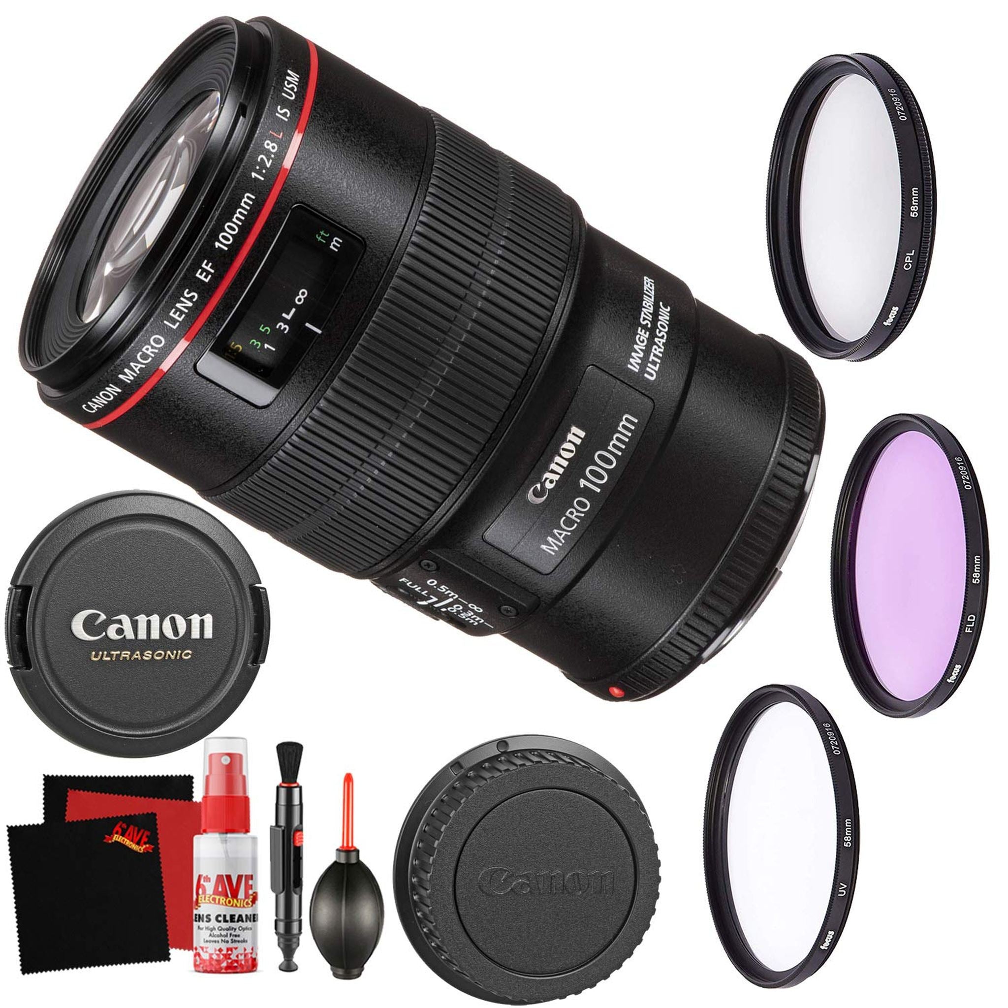 Canon EF 100mm f/2.8L Macro is USM Lens Accessory Bundle International Model Canon