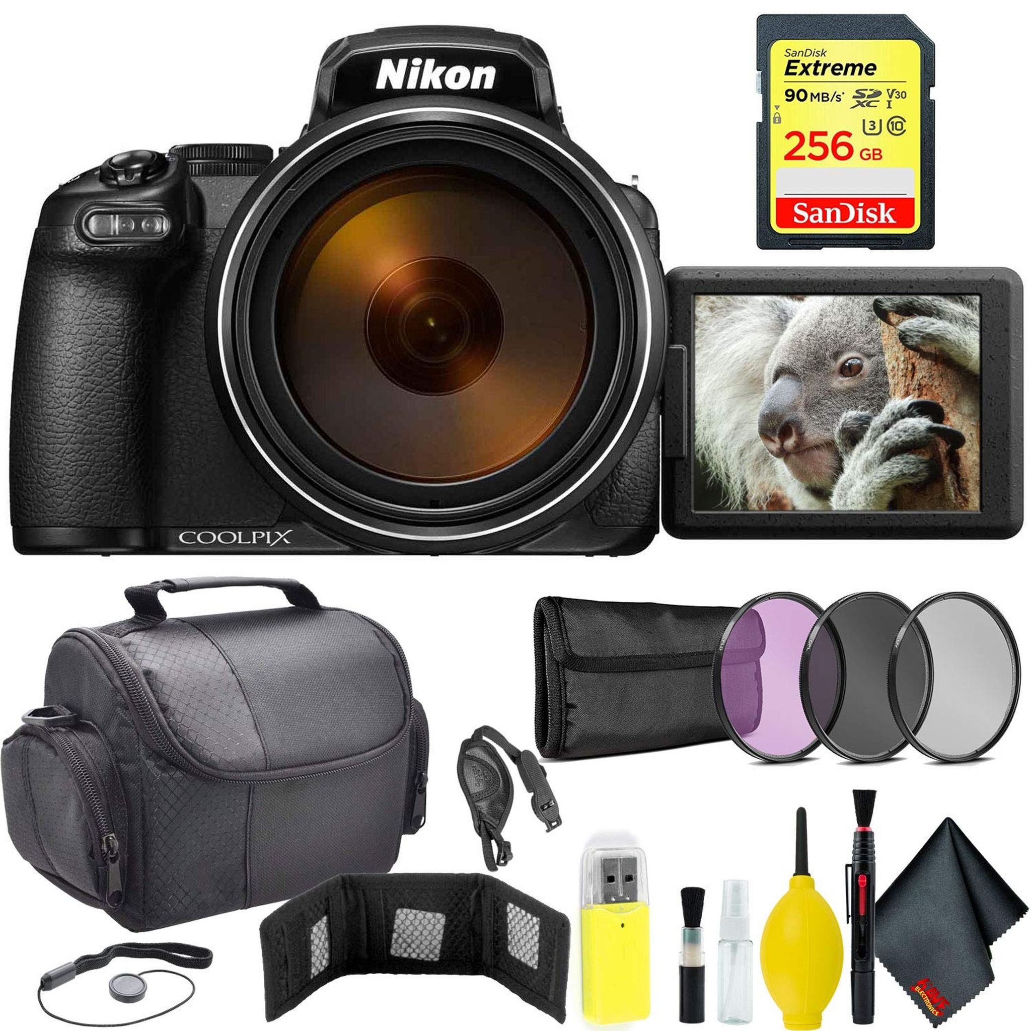 Nikon COOLPIX P1000 Digital Camera + 256GB Sandisk Extreme Memory Card Travel Bundle International Model Nikon