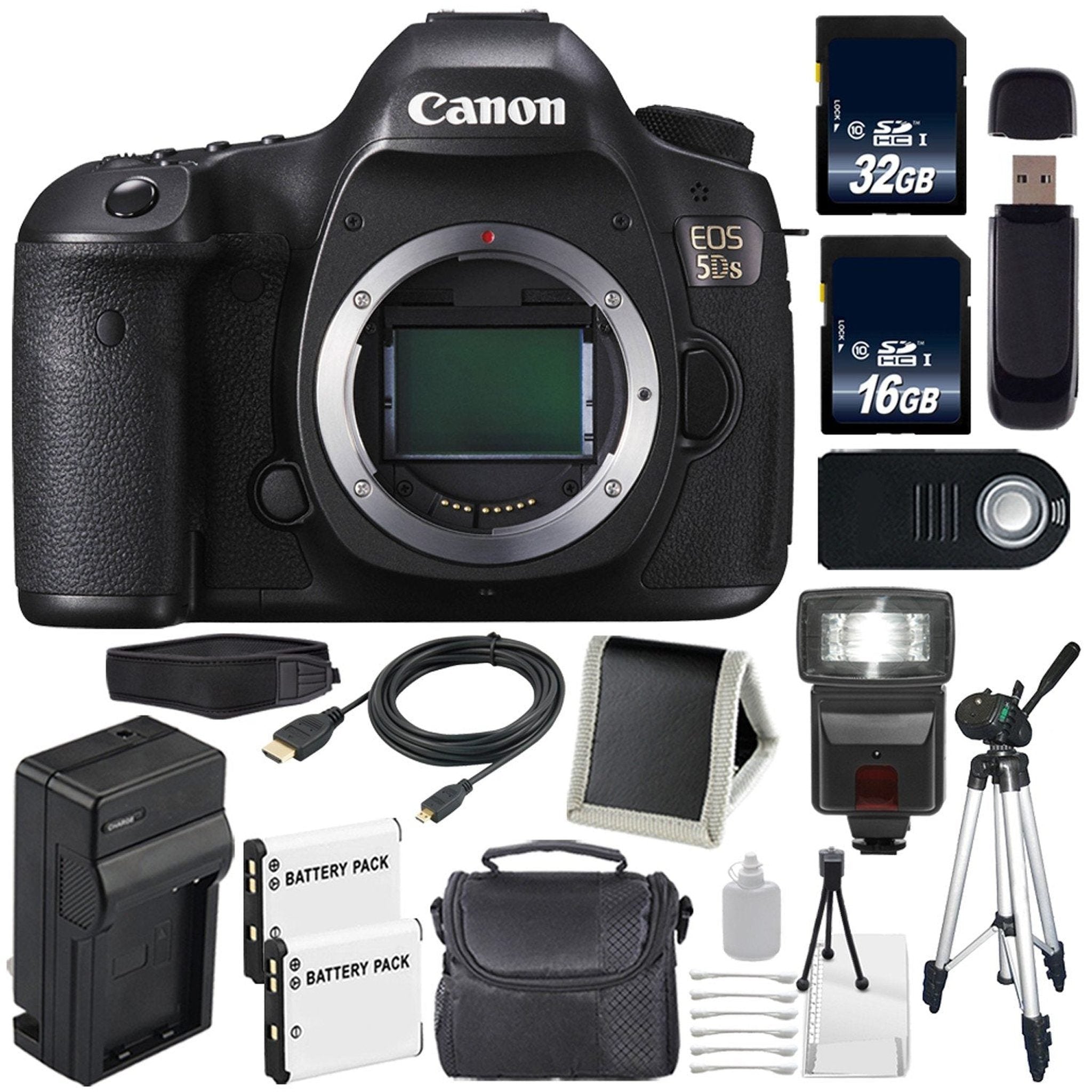 Canon EOS 5DS DSLR Camera International Model 0581C002 + LP-E6 Battery + 32GB Card + 16GB Card Ultimate Bundle Canon