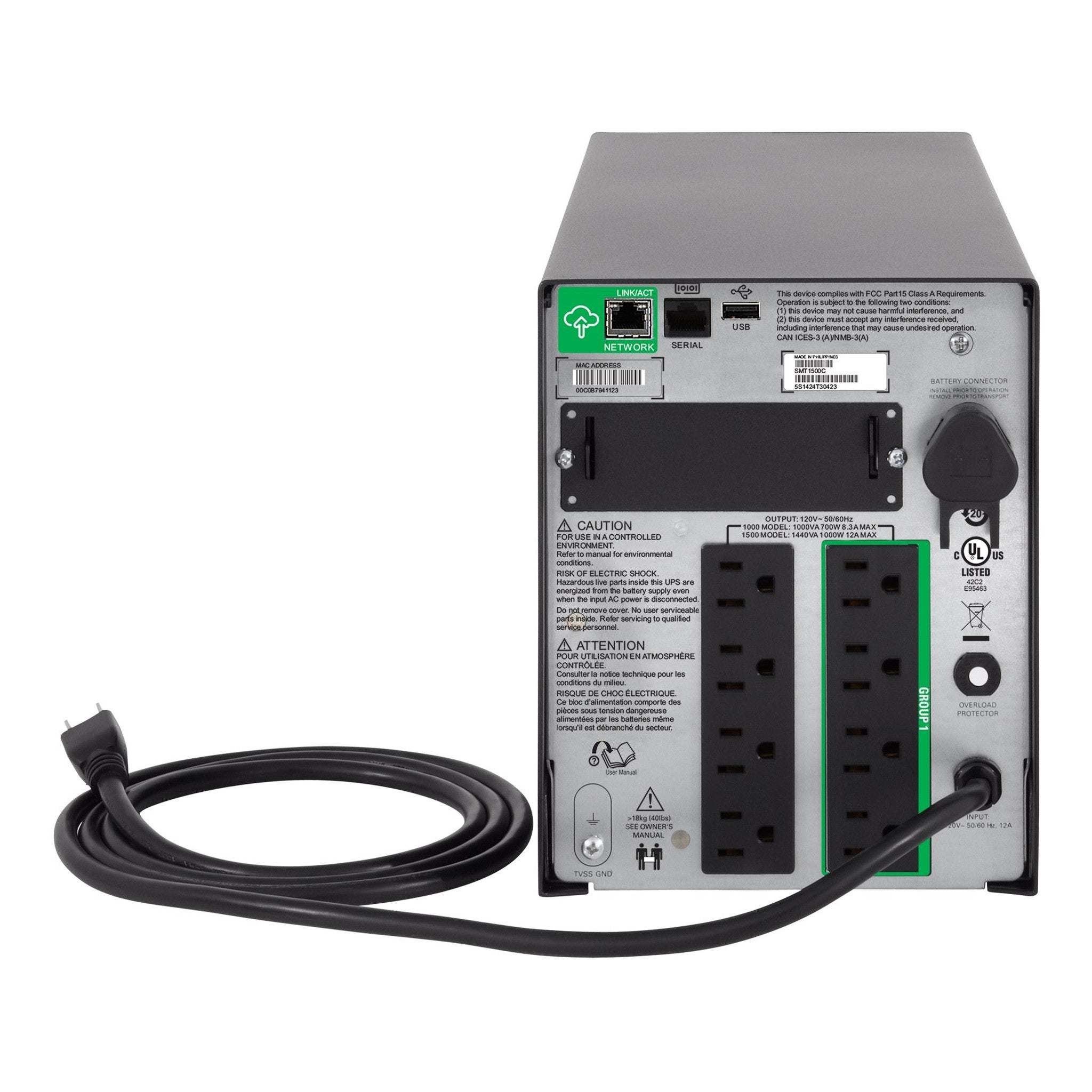 APC 1500VA Smart UPS with SmartConnect, SMT1500C Sinewave UPS Battery Backup, AVR, 120V, Line Interactive Uninterruptible Power Supply