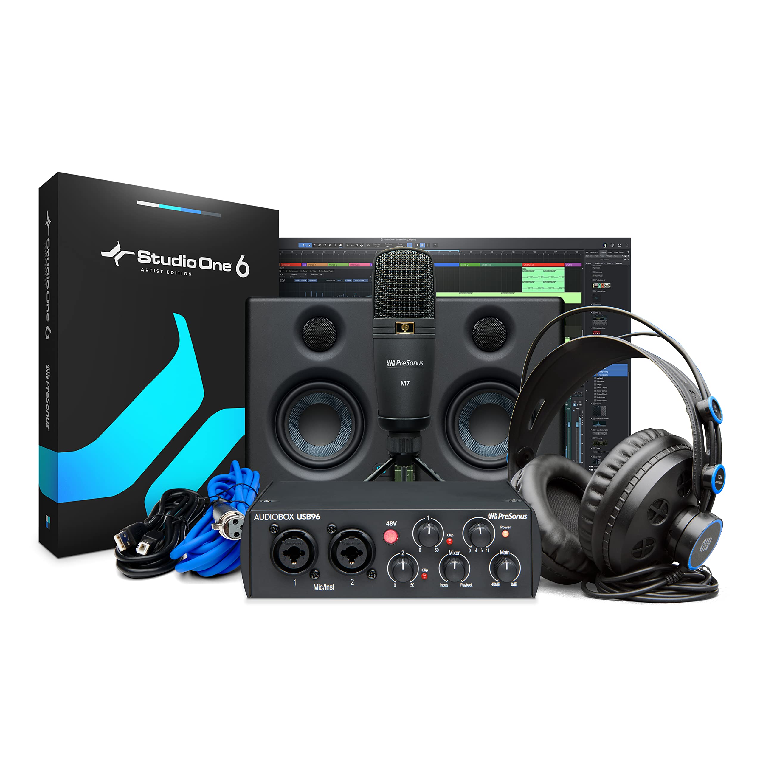 PreSonus AudioBox 96 25th Anniversary Studio Ultimate Bundle Complete Recording Kit with Studio One Artist DAW Software PreSonus