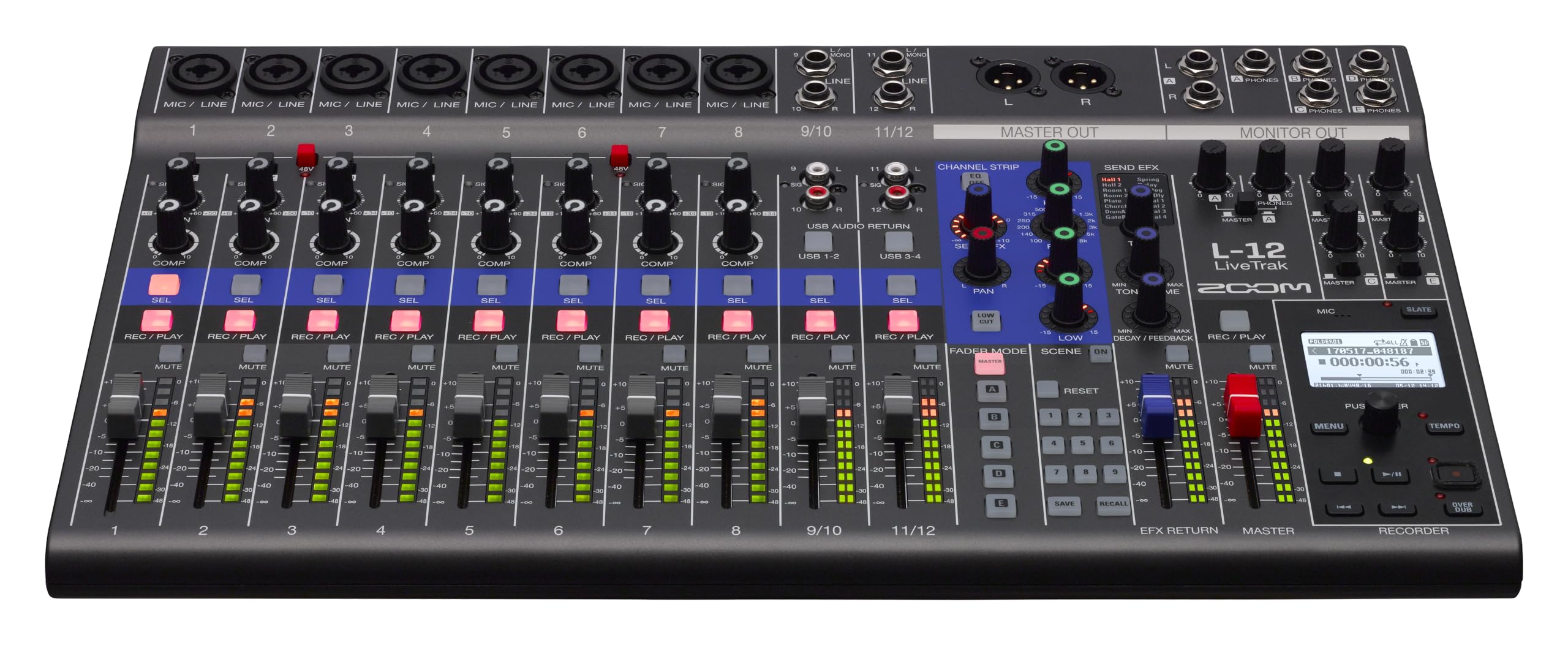 Zoom LiveTrak L-12 Digital Mixer & Multitrack Recorder, for Music, Podcasting, and More, 12-Input/ 14-Channel SD Recorder, 14-in/4-out USB Audio Interface, 5 Powered Headphone Outputs Zoom