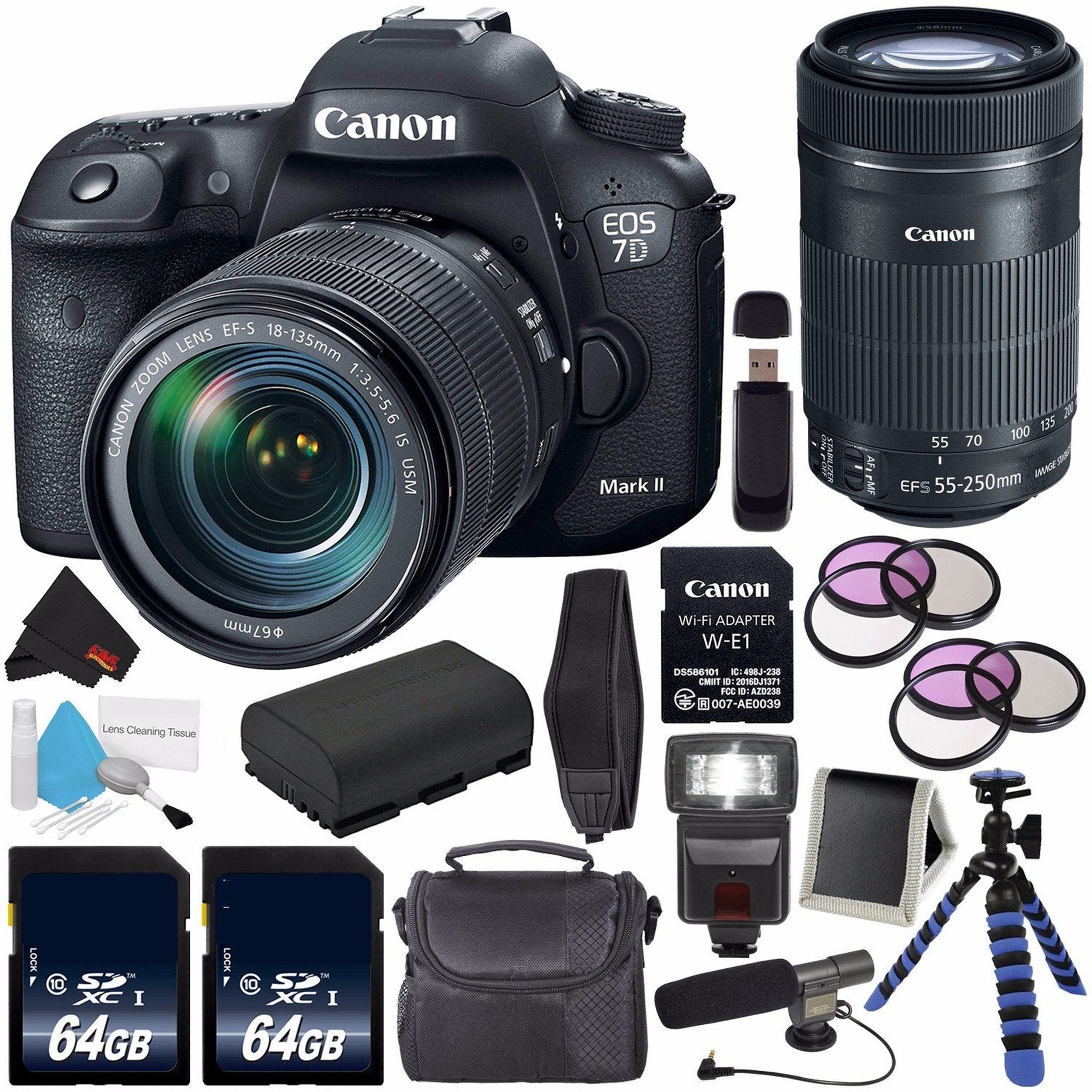 Canon EOS 7D Mark II DSLR Camera International Version with 18-135mm f/3.5-5.6 IS USM Lens & W-E1 Wi-Fi Adapter 9128B1 Canon