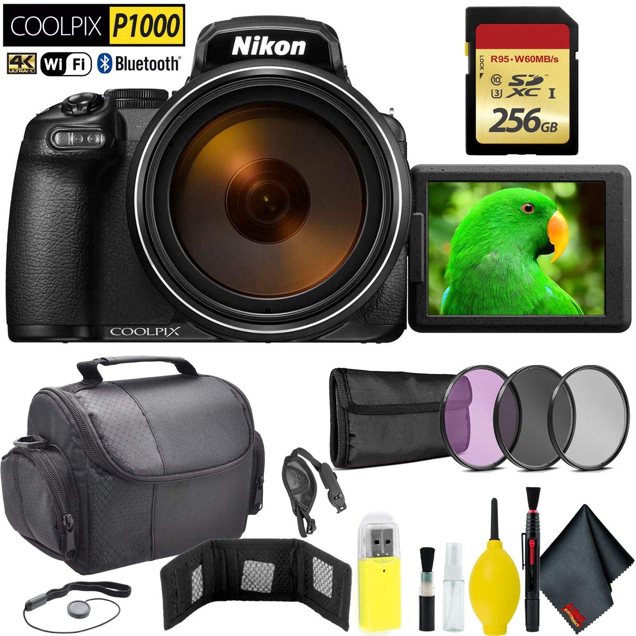 Nikon COOLPIX P1000 Digital Camera + 256GB Memory Card Travel Bundle International Model Nikon